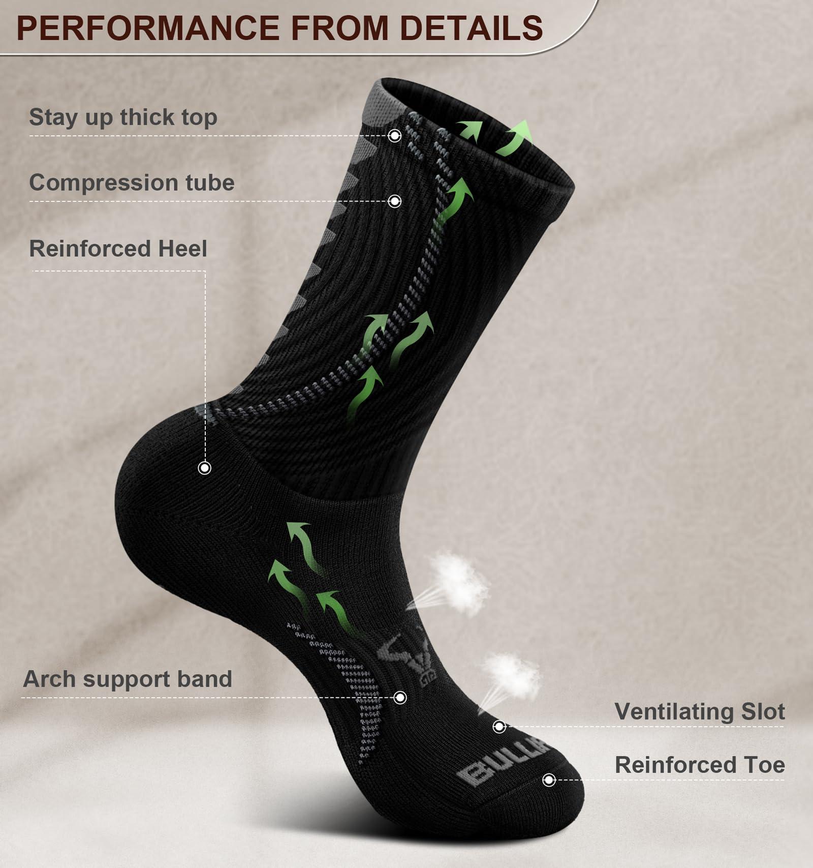 BULLIANT Men Socks, Athletic Compression Crew Socks Cushioned for Men Running Sports Hiking Fishing Arch Support - Image 4