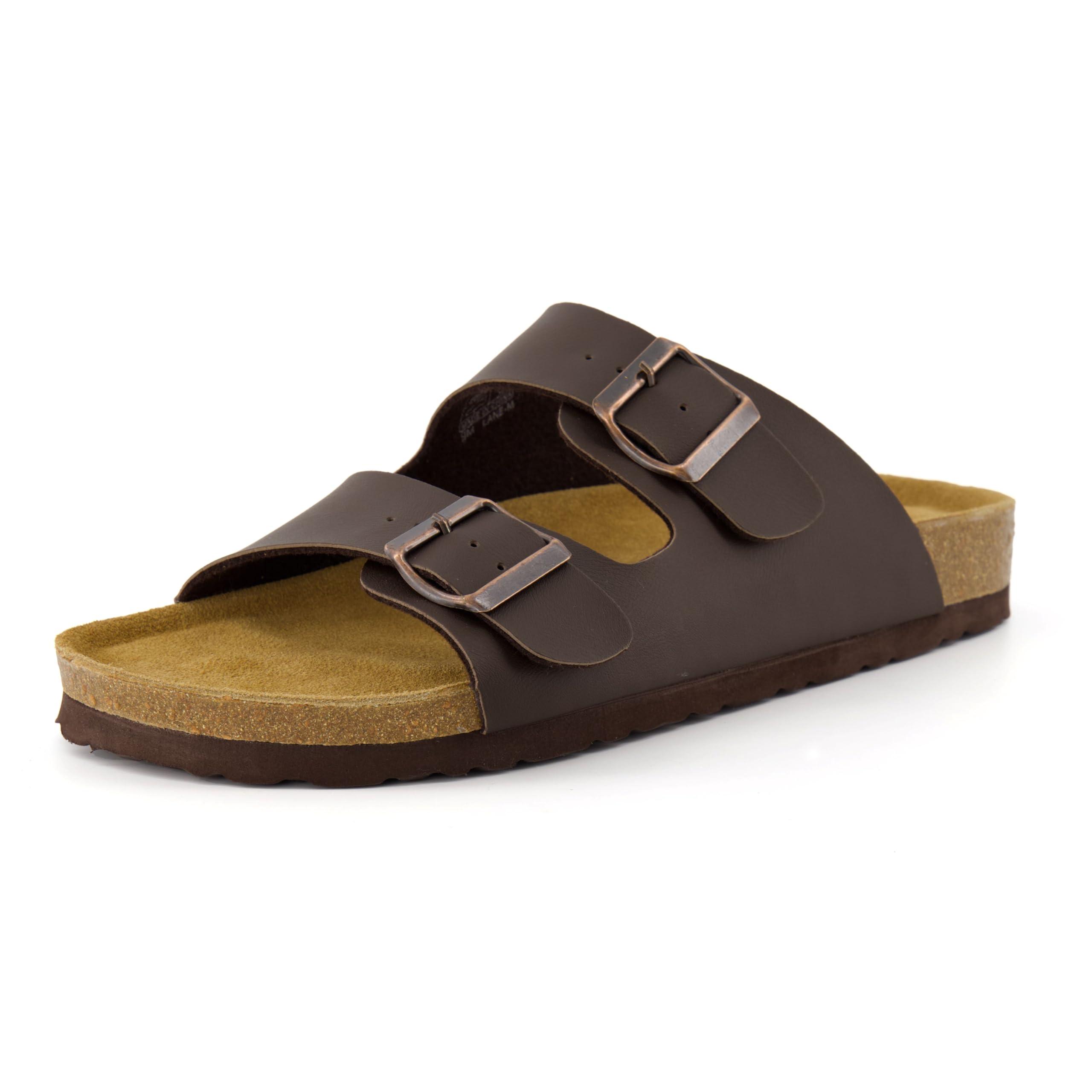 CUSHIONAIRE Lane Cork Footbed Mens Sandals, Adjustable Buckle Comfort Slides for Men, Genuine Leather Insole Summer Sandals Men Footwear - Image 5