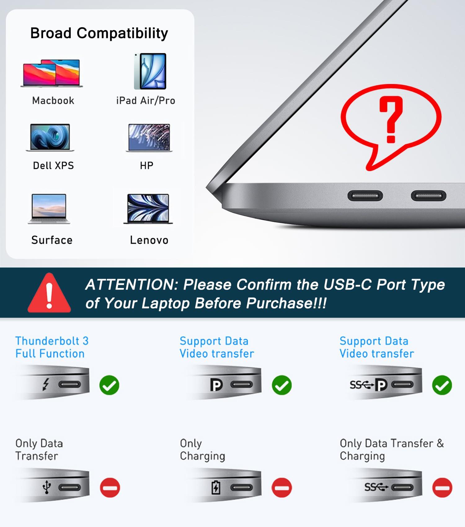 VIENON USB C to Dual HDMI Adapter 4K@60hz, Type C to HDMI Splitter for 2 Monitors, USB C Hub Extend Display for MacBook Air/Pro, XPS, More Laptops with Thunderbolt 3/4 Ports - Image 4