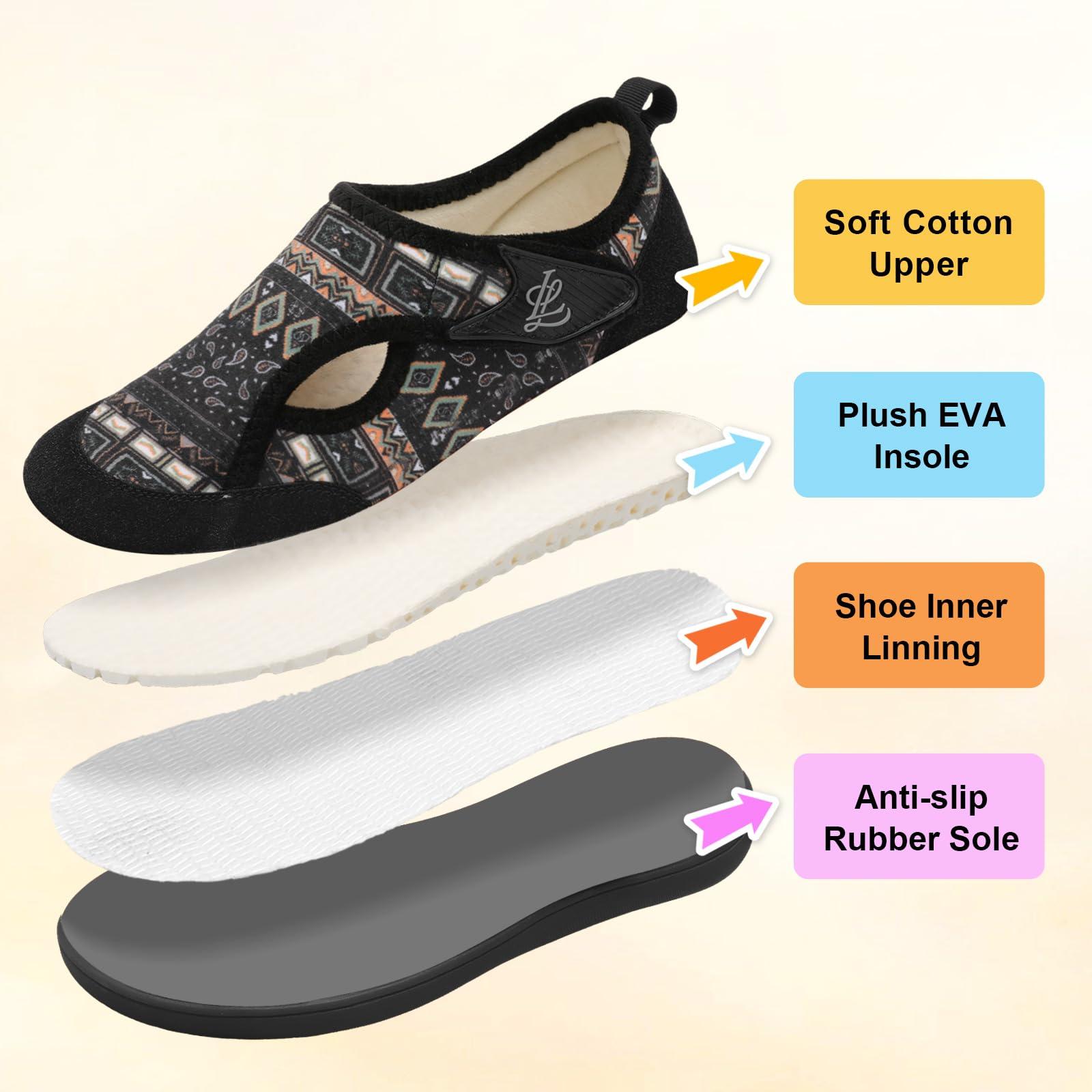 LeIsfIt Womens Slippers Wide Diabetic Shoes Adjustable Arthritis Edema House Shoes Indoor Outdoor Slippers - Image 6