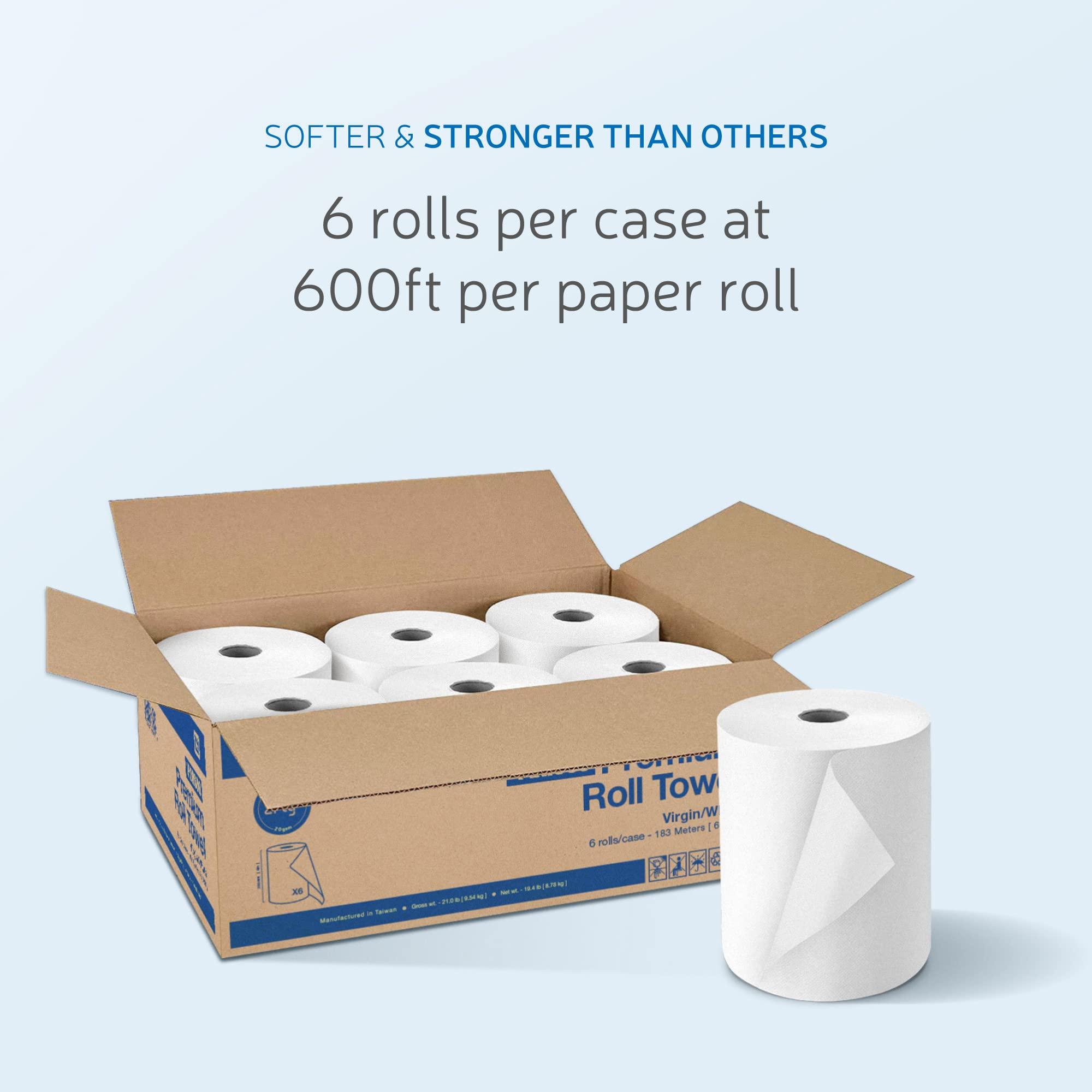 EZbrnd Premium Soft 2ply+ Hardwound Hand Towel Roll, FSC certified, 600 ft x 6 rolls, Universal 8" x 1.5" core, P2H600 - Image 5