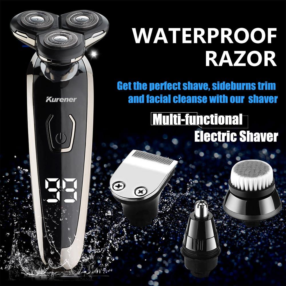 Electric Razor for Men Shaver Rechargeable Waterproof Rotary for Shaving with Nose Trimmer Sideburns Trimmer Face Cleaning Brush - Image 6