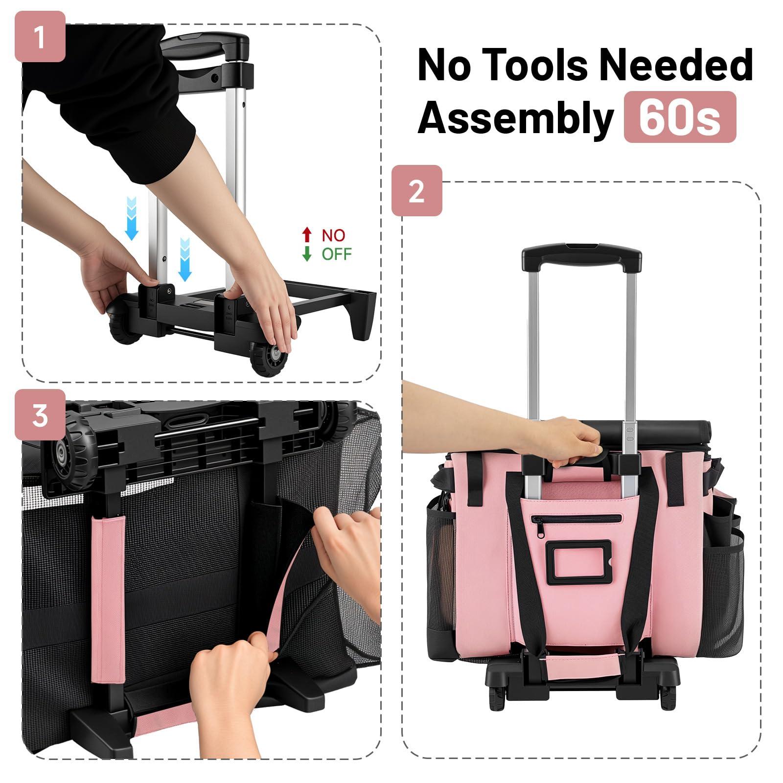 Large Cleaning Caddy for Cleaning Supplies Organizer, Rolling Cleaning Caddy Bags with Wheels for Housekeepers, Cleaning Carts on Wheels for Home Car Office Picnic - Image 6