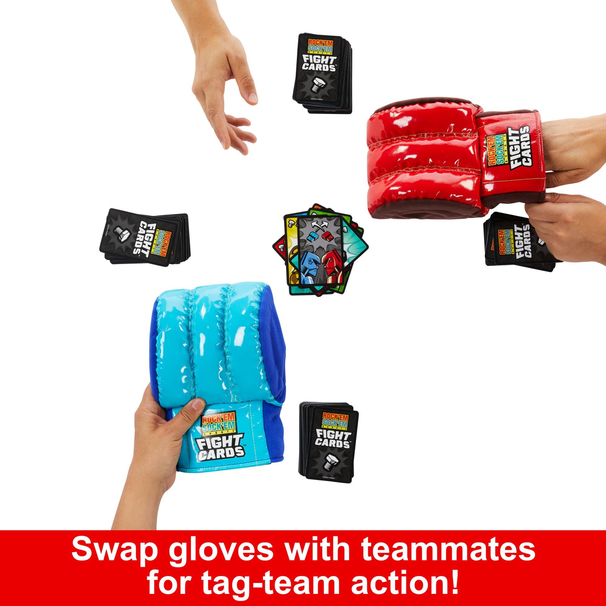 Mattel Games Rock ‘Em Sock ‘Em Robots Fight Cards Card Game, Team Party Game for Kids & Adults with 2 Boxing Gloves - Image 4