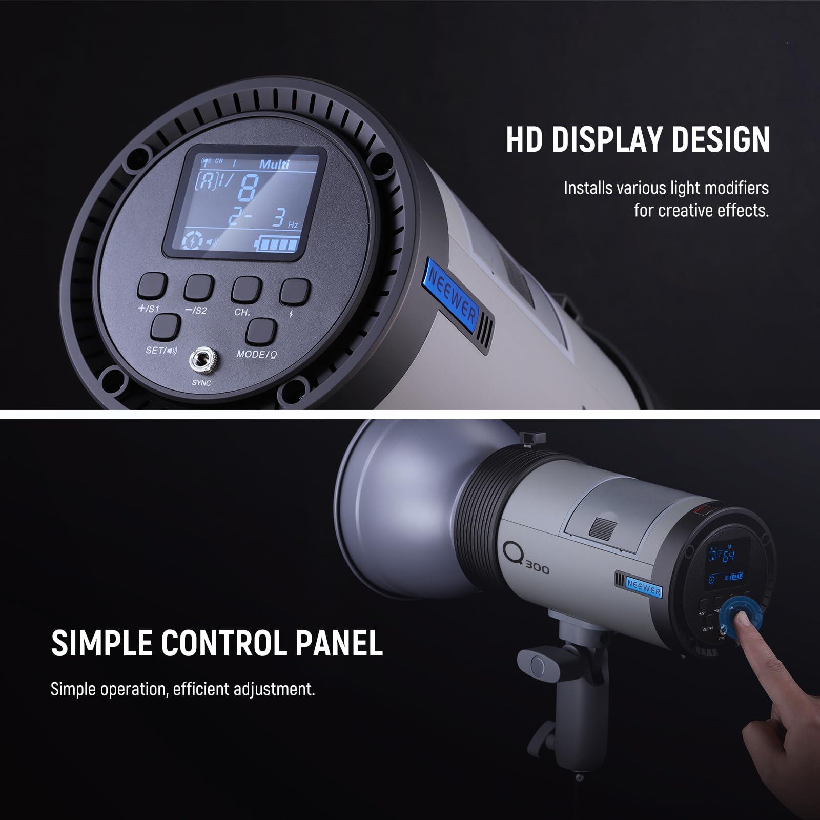 NEEWER Q300 300Ws 2.4G Outdoor Studio Flash with Q Compact Wireless Trigger, 7800mAh Li ion Battery Powered Strobe Light Photography Cordless Monolight with 1000 Full Power Flash 0.4~2.5s Recycle - Image 8