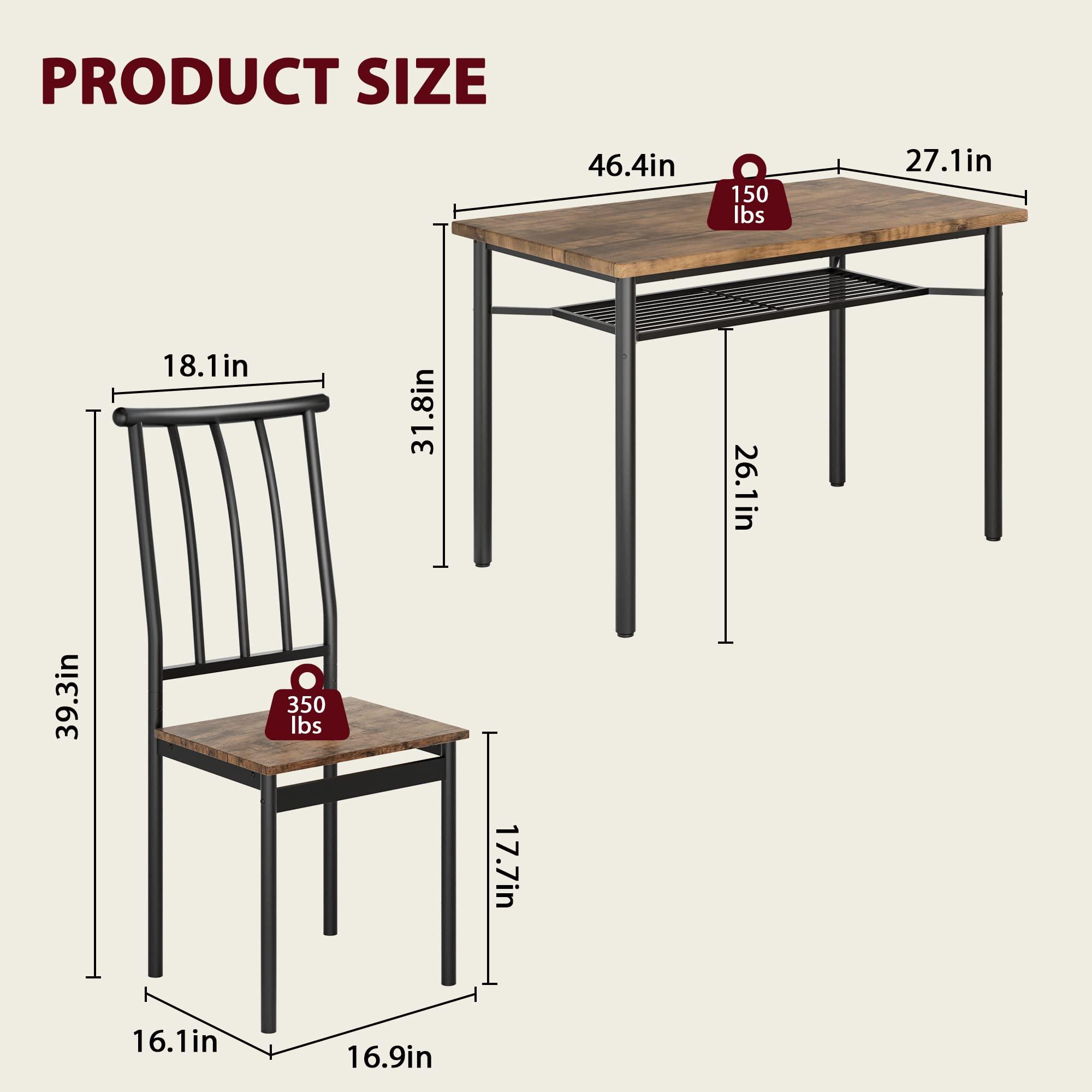 Alkmaar 5 Piece Kitchen Chairs 4, Dining Table Set with Wine Rack, Rectangular Dining Table for Small Space, Apartment - Image 2