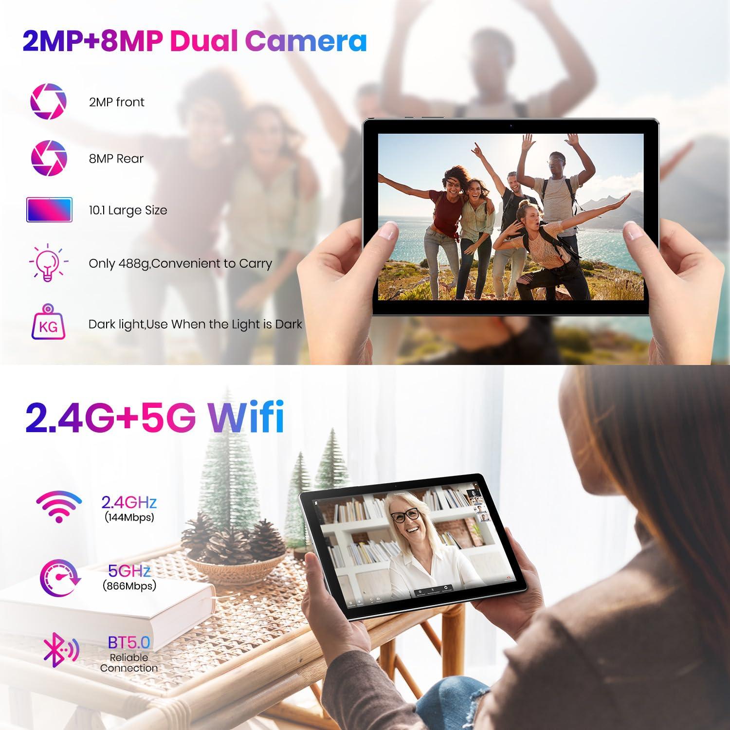 2025 Android 14 Octa-Core 10.2 inch Tablet, 12GB RAM + 64GB ROM, 1TB Expand, 6000mAh Battery, 2.4G+5G Wi-Fi 6, 2MP+8MP Dual Camera, Bluetooth, 1280x800 FHD IPS Display (Gray) - Image 6