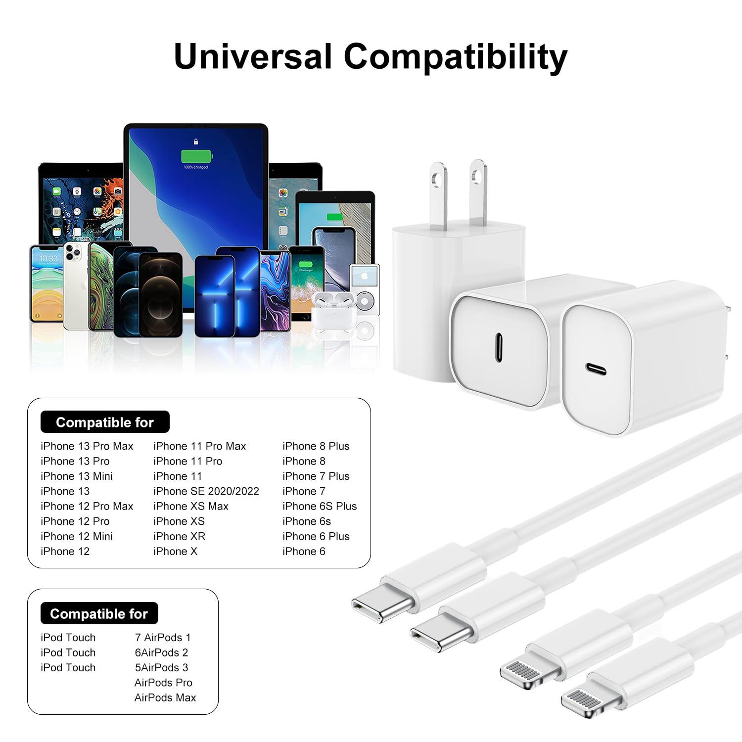 Fast Charger for iPhone Charger Fast Charging 6ft Lightning Cable,for iPhone 14 13 12 Pro Max Charger Fast Charging with 20w USB C Charger Block,Type C to Lightning Cord for iPhone 11 Pro Max/XS-White - Image 5