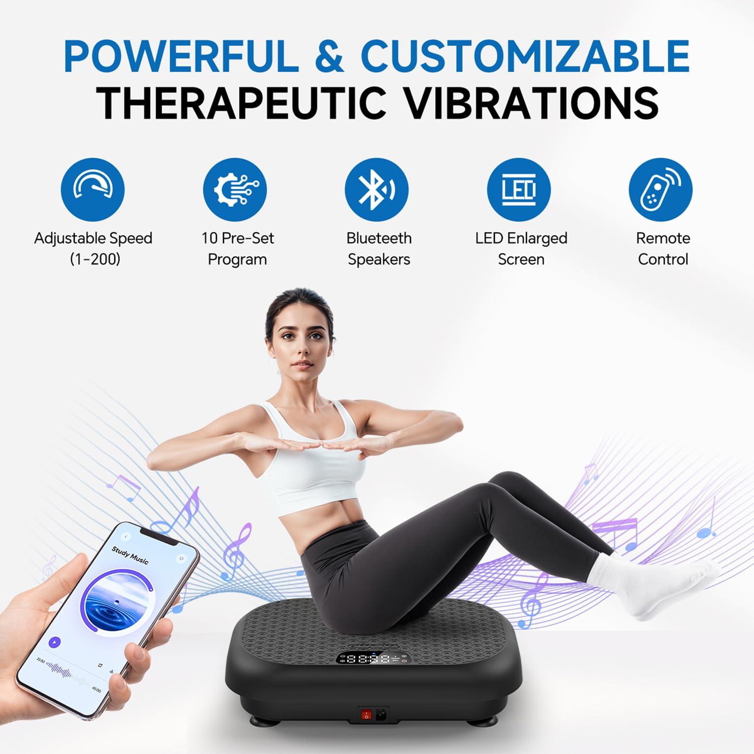 Taevno Vibration Plate Exercise Machine Weight Loss, Full Body Shaker Workout Vibration Plates Lymphatic Drainage, Stand Shake Vibrating Plate for Women Men 450 Lbs Capacity Fitness Platform - Image 5