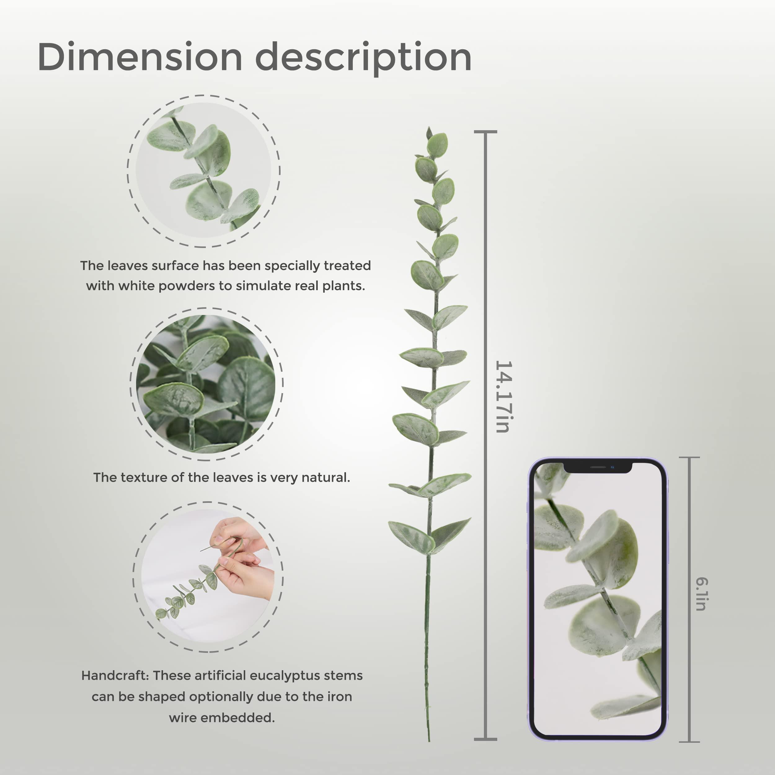 Tiyard 18pcs Eucalyptus Stems Artificial Eucalyptus Leaves Stems Artificial Fake Flowers for Home Office Flowers Bouquet Centerpiece Wedding Decoration Christmas Decor 2025 - Image 3