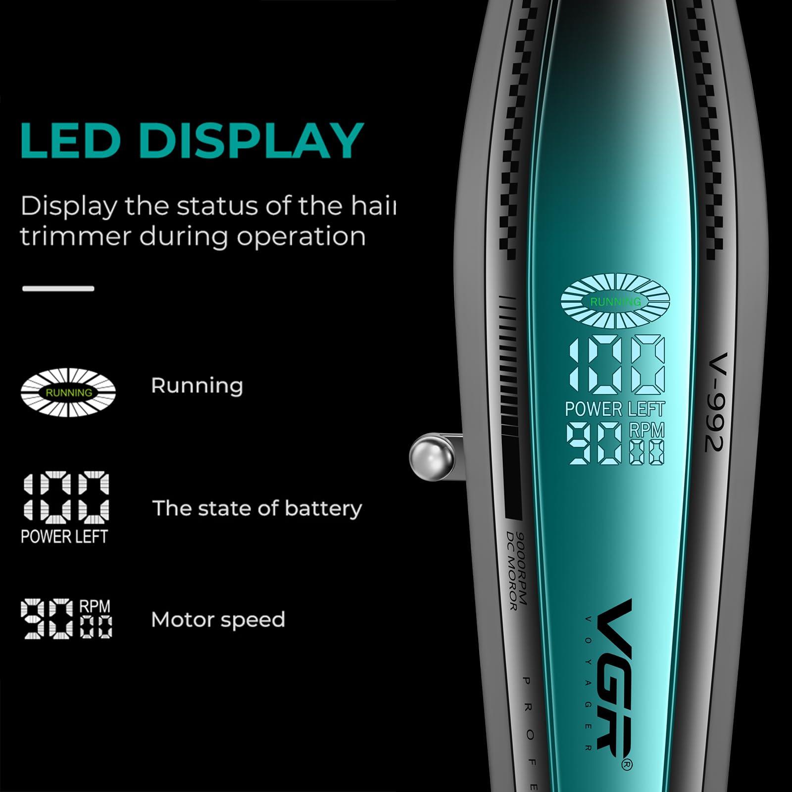 VGR 992 Professional Hair Trimmer for Men Versatile Cordless Zero Gapped Line Up Clipper for Beard Hair T Blade Detailer Outliner Barber Trimmer Metal Body 9000 RPM Rechargeable 240-Minute Run Time - Image 5