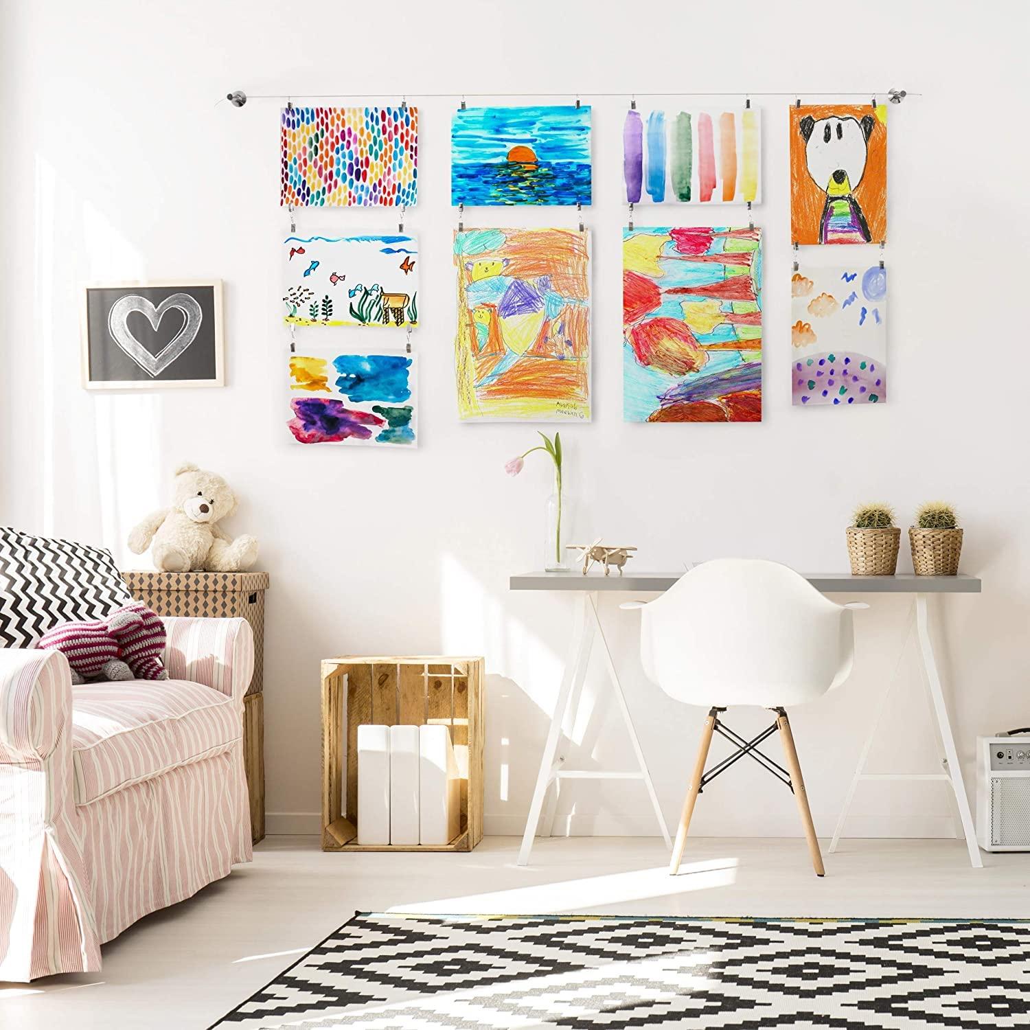Art Display for Kids Artwork - 10ft Alloy Steel Wire with 48 Clips | Willow & Eva - Image 7