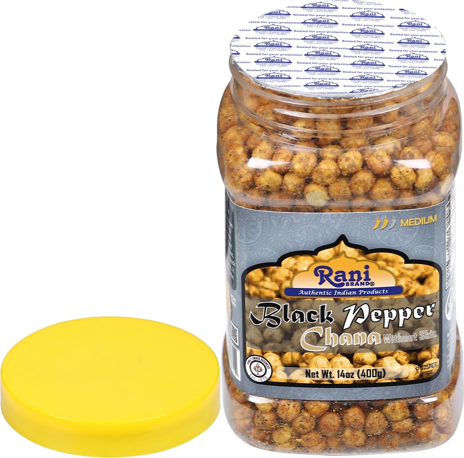 Rani Roasted Chana (Chickpeas) Black Pepper Flavor 14oz (400g) PET Jar ~ All Natural | Vegan | No Preservatives | Gluten Friendly | Kosher | Indian Origin | Great Snack, Ready to Eat | Seasoned with 5 Spices - Image 8