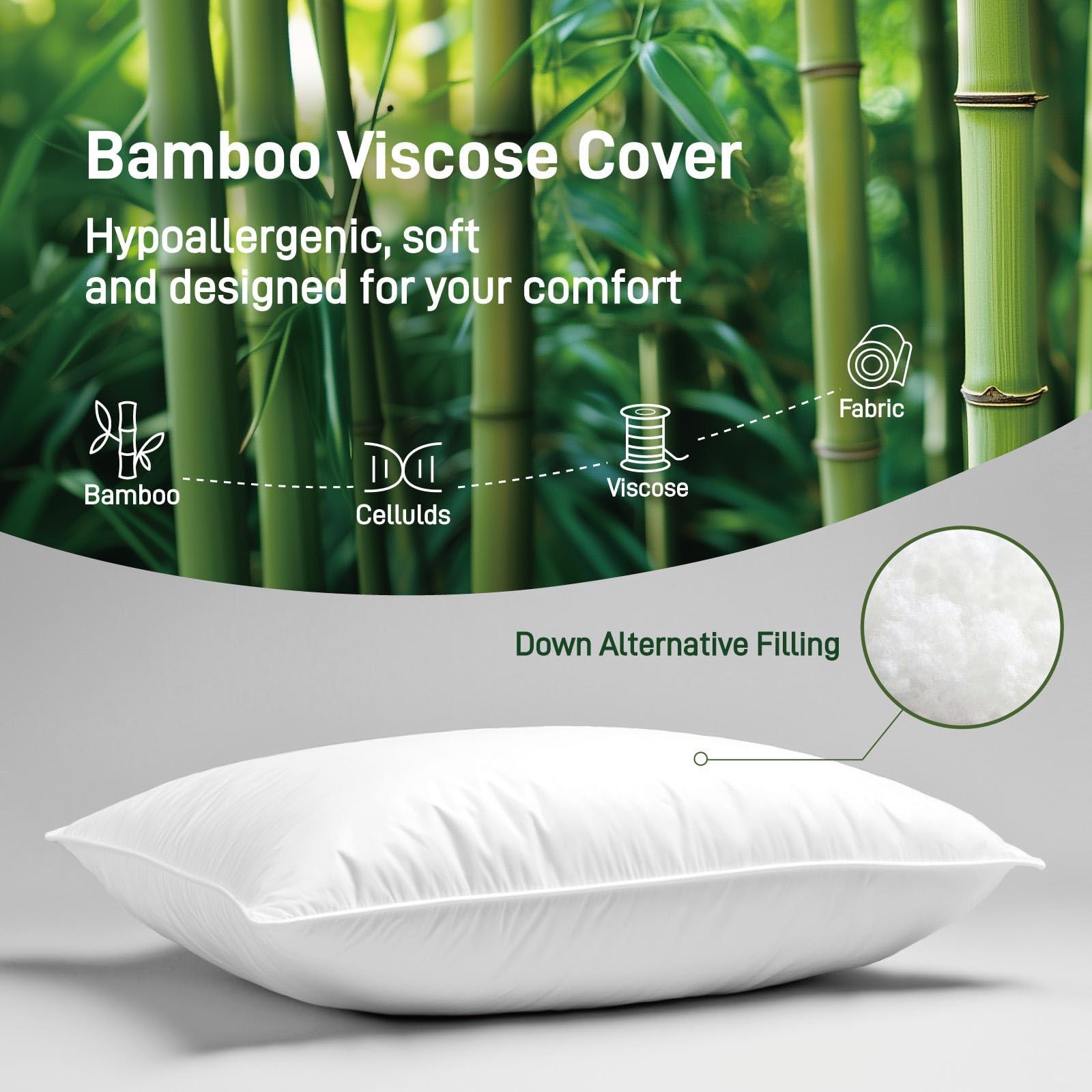 Hypoallergenic Viscose from Bamboo Soft Pillows with Down Alternative Filling, King Size set of 2, Moisture-Wicking, Luxury Hotel Quality, Ideal for Back And Stomach Sleeper, Oeko-Tex Certified - Image 2