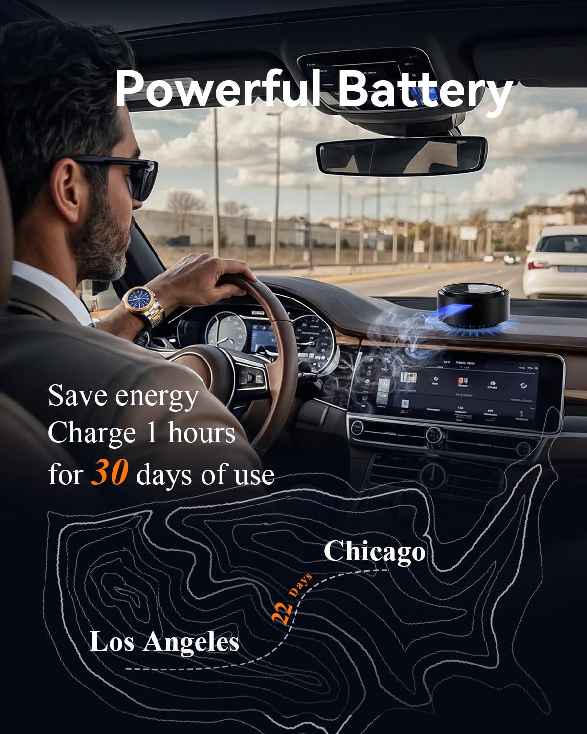 TORRAS Smart Car Air Freshener, Ultra-wide Ultrasonic Atomization Car Freshener, Blue Ambient Light, AUTO On/Off, Adjustable Mode, Natural fragrance, Sandalwood Cologne Scent - Image 5