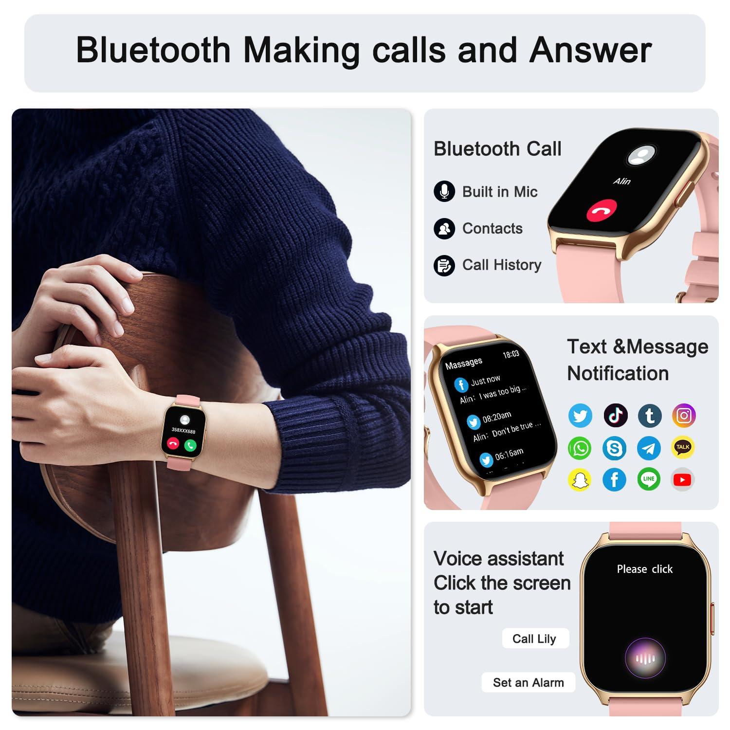 Smart Watch for Men Women Fitness: Running Smart Watches for Men Digital Mens Watches Make/Answer Call Waterproof Smartwatch Android Phones iPhone Samsung Compatible Heart Rate Monitor Step Tracker - Image 2