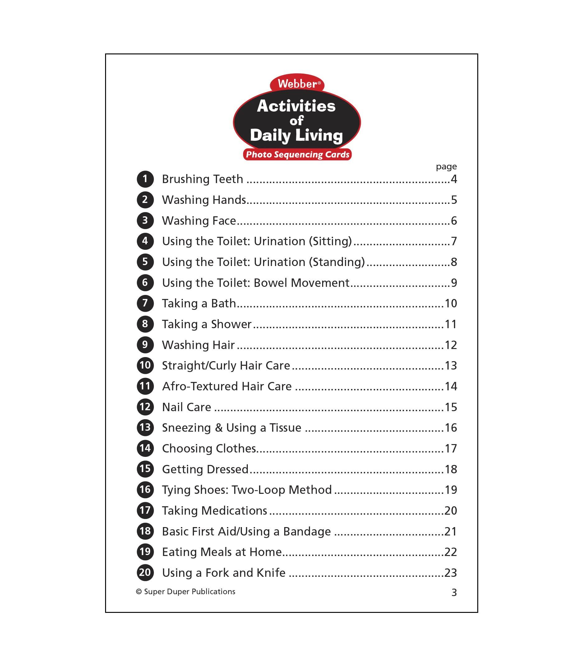Super Duper Publications | Webber® Activities of Daily Living Bundle Cards and Book | Self-Care Activities and Routines | Occupational Therapy Educational Resource for Children and Adults - Image 4