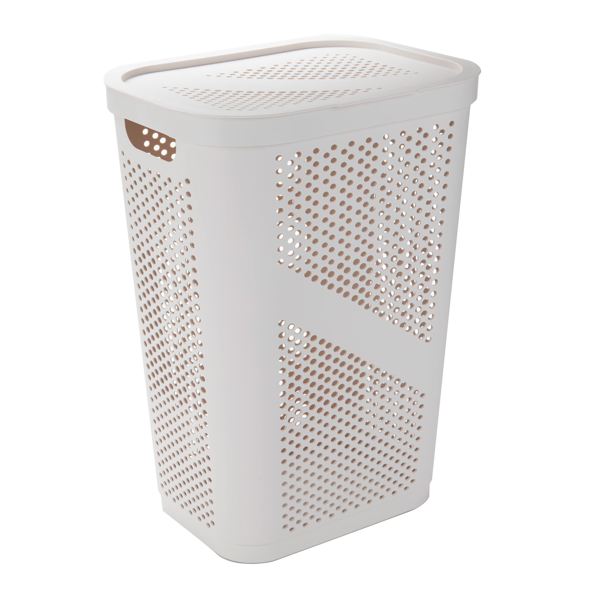 Mind Reader 60L Slim Laundry Hamper, Clothes Basket, Lid, Ventilated, Plastic, 17.25"L x 13.75"W x 23.5"H, Ivory - Image 6