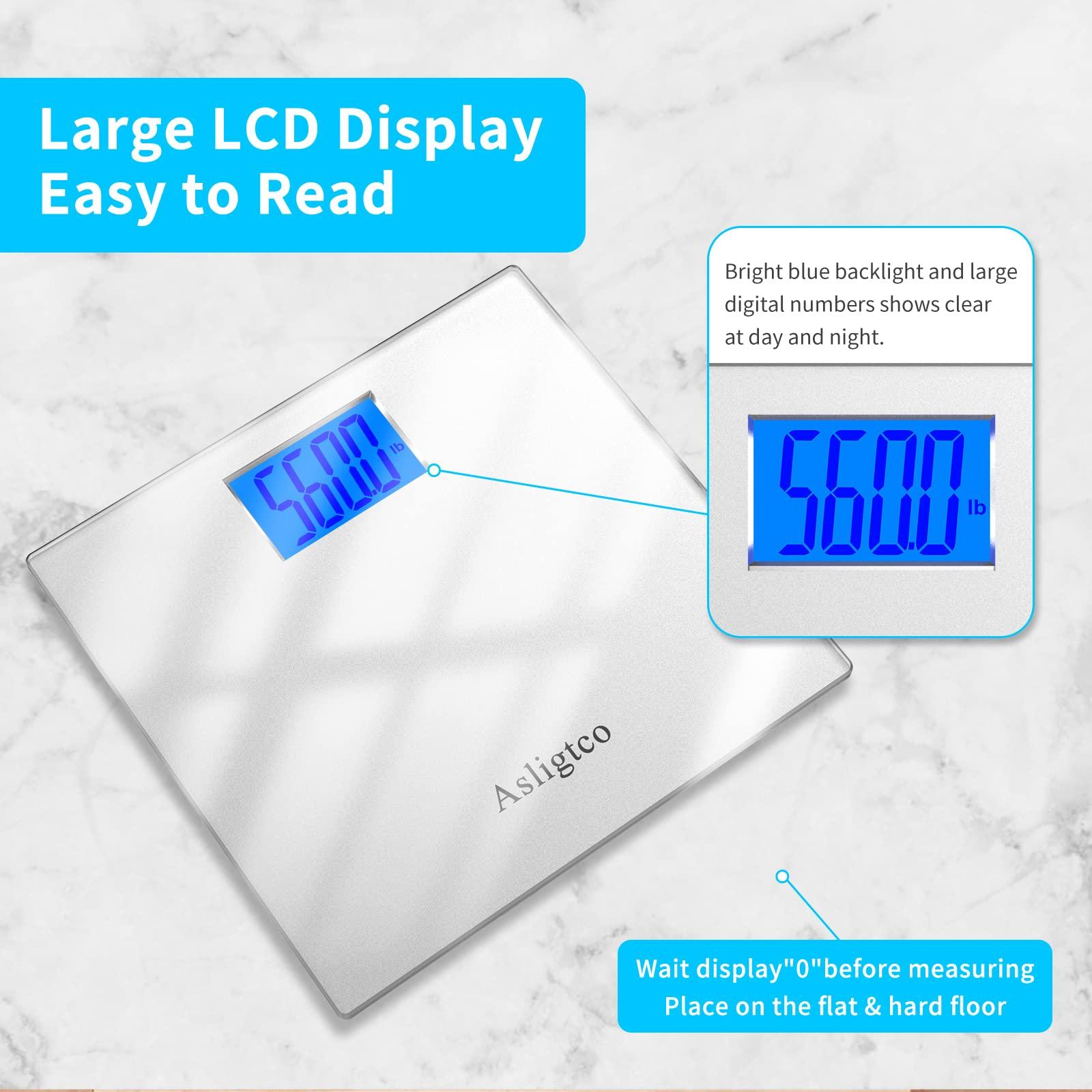 Asligtco Bathroom Scale 560lbs High Capacity Scale for Body Weight Extra Large Platform Backlit Display Digital Scales with Tape Measure & Battery(Silver) - Image 3