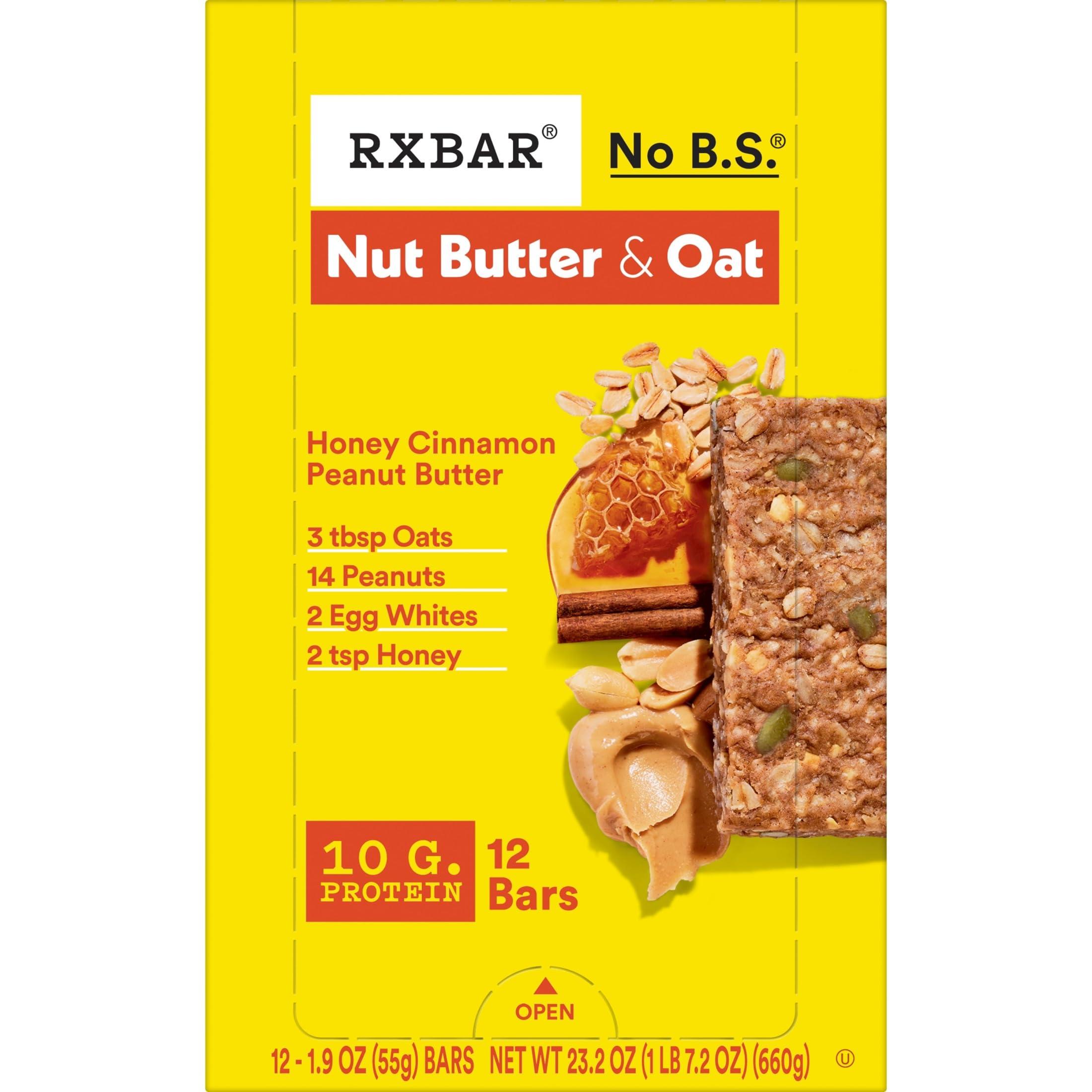 RXBAR Nut Butter and Oat Protein Bars, Protein Snacks, Snack Bars, Honey Cinnamon Peanut Butter, 23.2oz Box (12 Bars) - Image 10