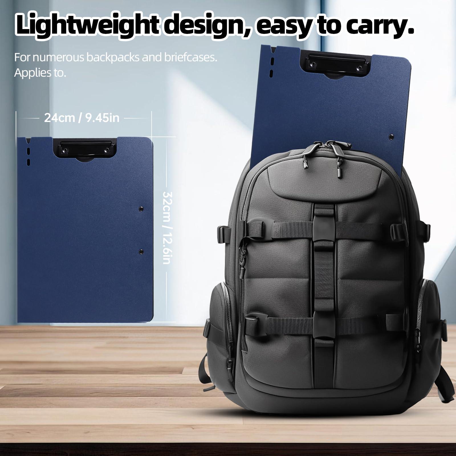FRETONBA Clipboard Folder, A4 Foldable Clipboard with Horizontal and Vertical Double Metal Clips, 360 Degree Foldable Binder Clipboards with Pen Holder, File Cover Work Folder Clipboards, Blue - Image 2