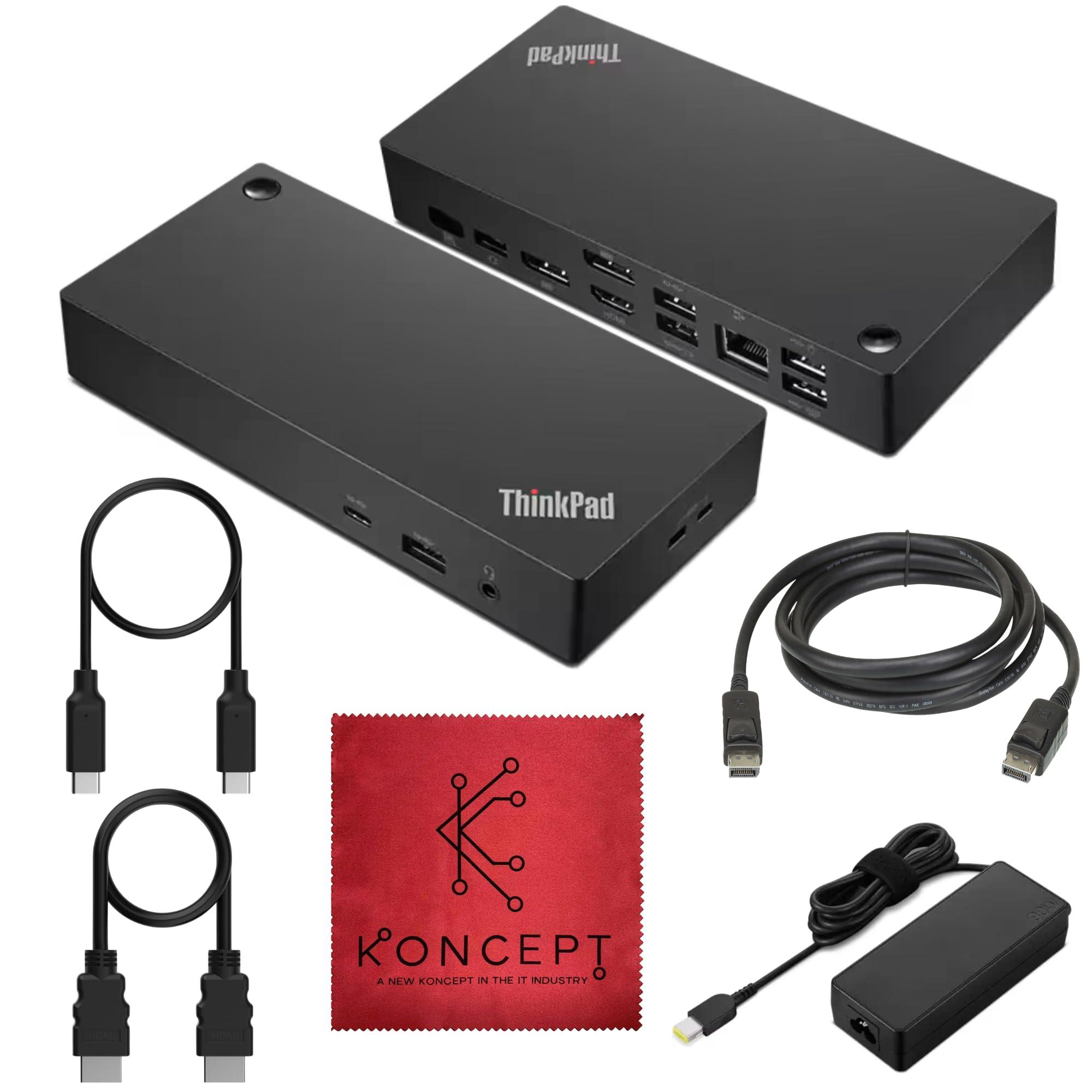 40AY0090US Lenovo Universal Thinkpad Dock USB Type-C Gen 2 with 4K - Lenovo Docking Station Dual Monitor with 90W,HDMI,DisplayPort & USB-C Cable - Thinkpad Docking Station (Renewed)