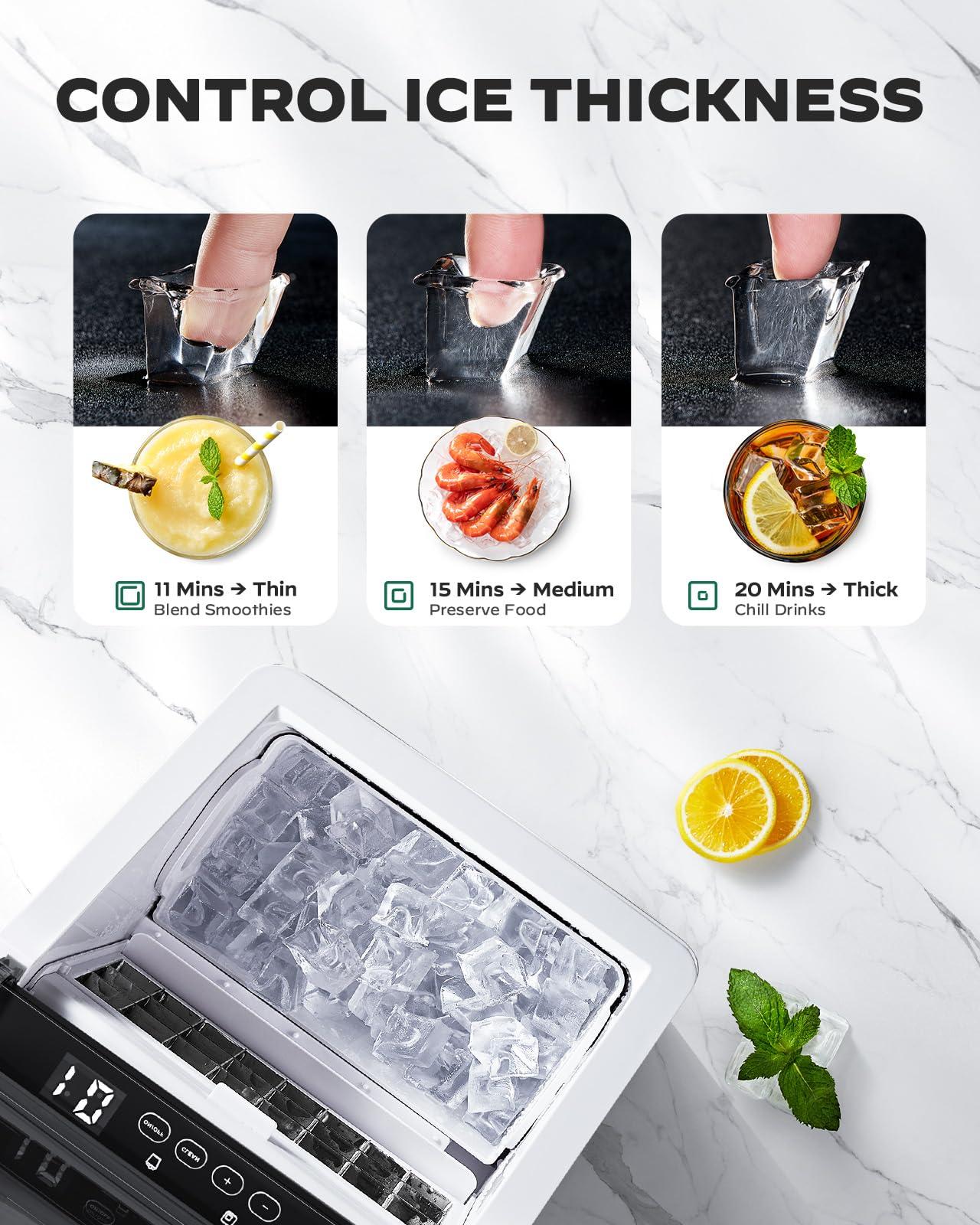 Silonn Ice Makers Countertop, 44lbs Per Day, 2 Ways to Add Water, Auto Self-Cleaning, Stainless Steel Ice Machine for Home Office Bar Party - Image 5