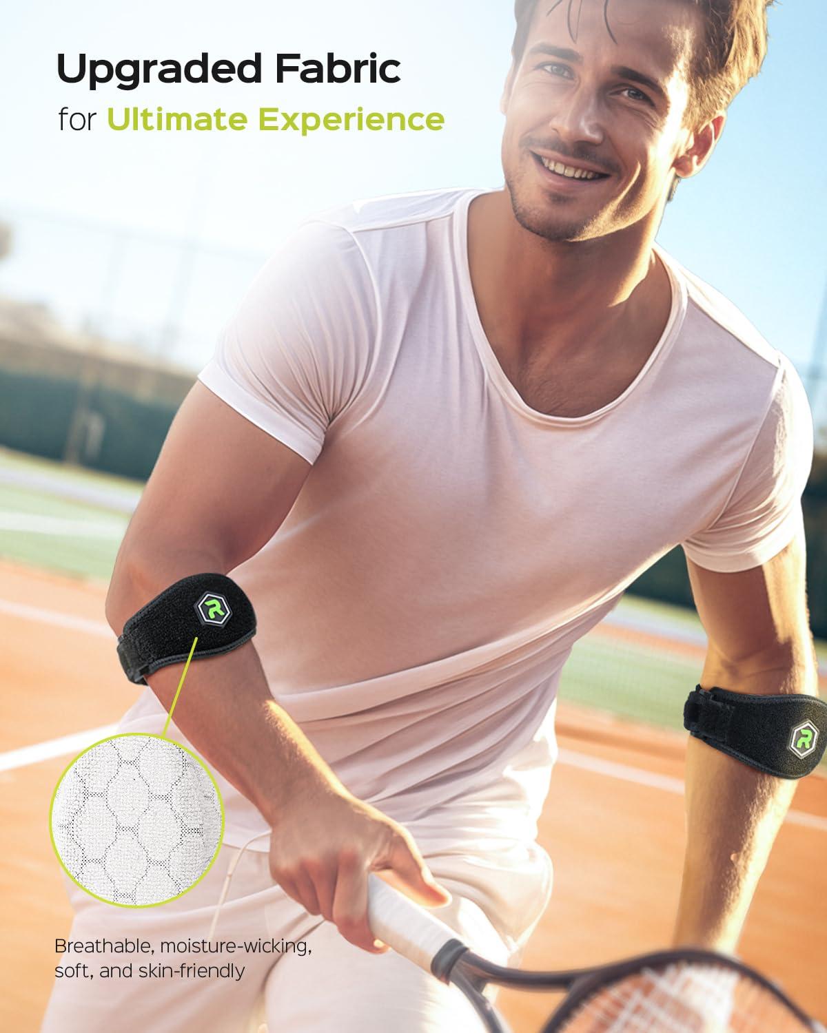 Rakiie Tennis Elbow Brace Pro 2 Pack, Pain Relief for Tennis Elbow & Golfer's Elbow, Tendonitis Elbow Brace Support & Strap for Men & Women - Image 4