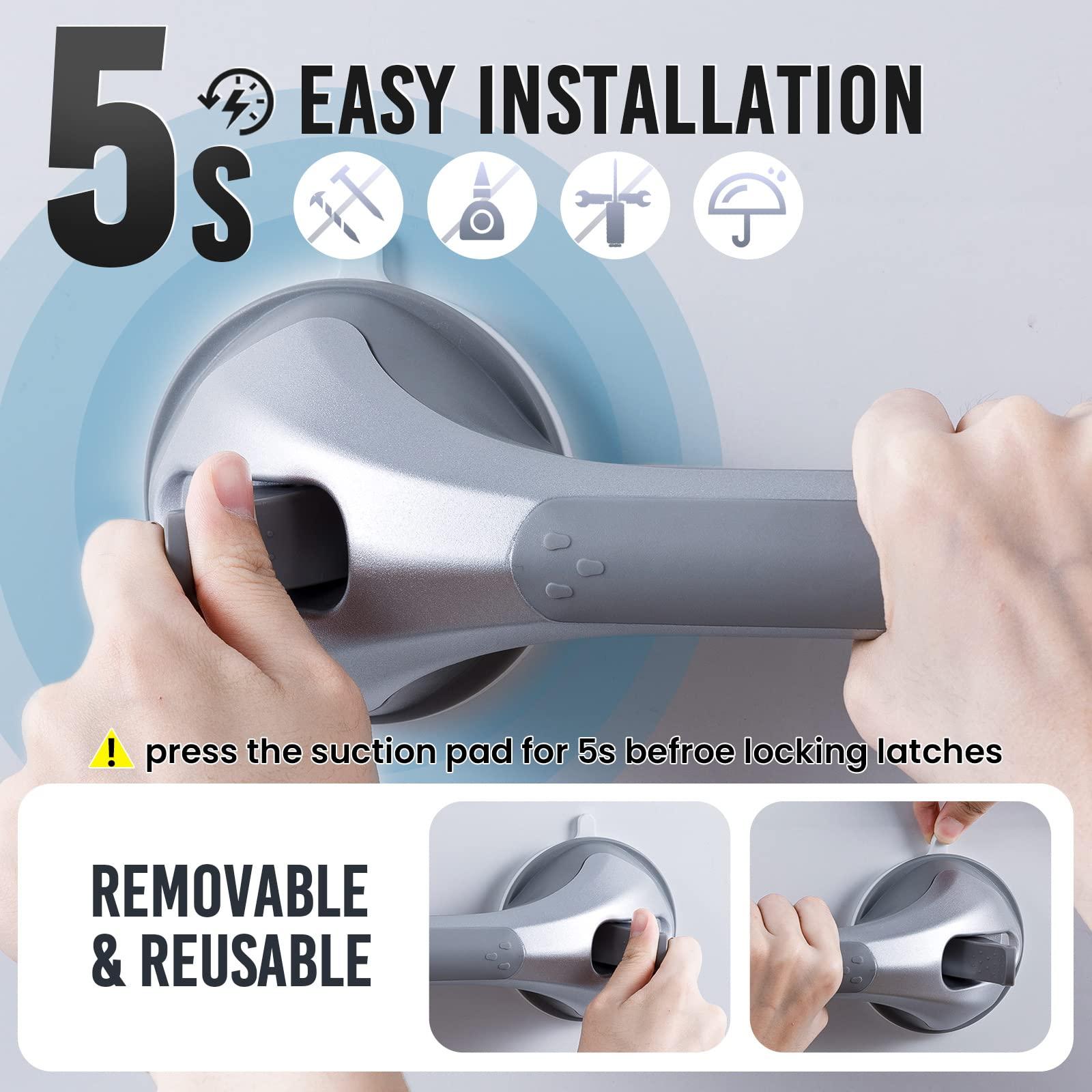 TAILI Shower Grab Bar 2 Pack Silver & 1 Pack Grey - Image 6