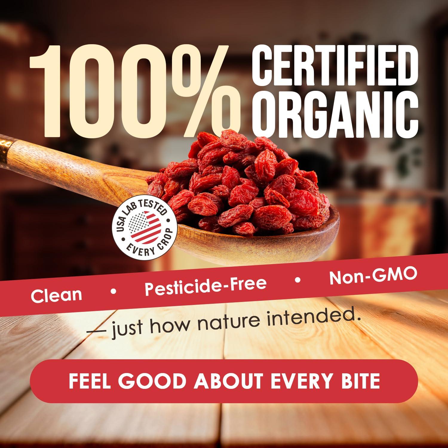 Nutrient Elements 32oz Organic Raw Dried Goji Berries - USDA Certified, Non GMO, Large Berries with Recipes E-Book - Image 2