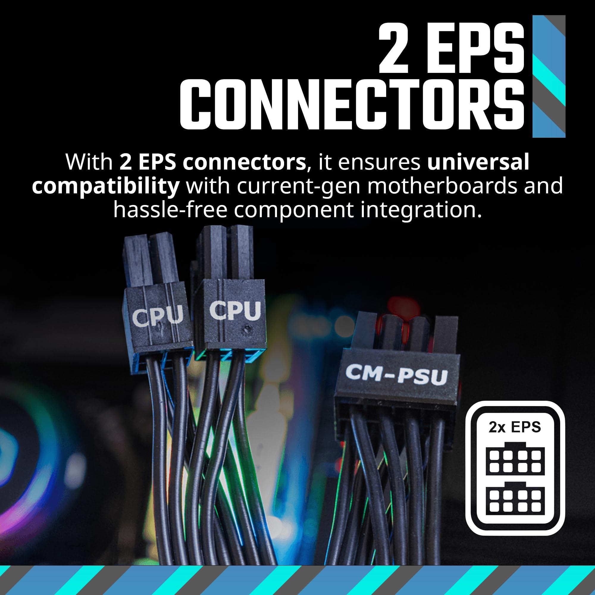 Cooler Master MWE Gold 850 V2 Full Modular, 850W, 80+ Gold Efficiency, 2 EPS Connectors, 120mm HDB Fan, Semi-fanless Operation, 5 Year Warranty - Image 4