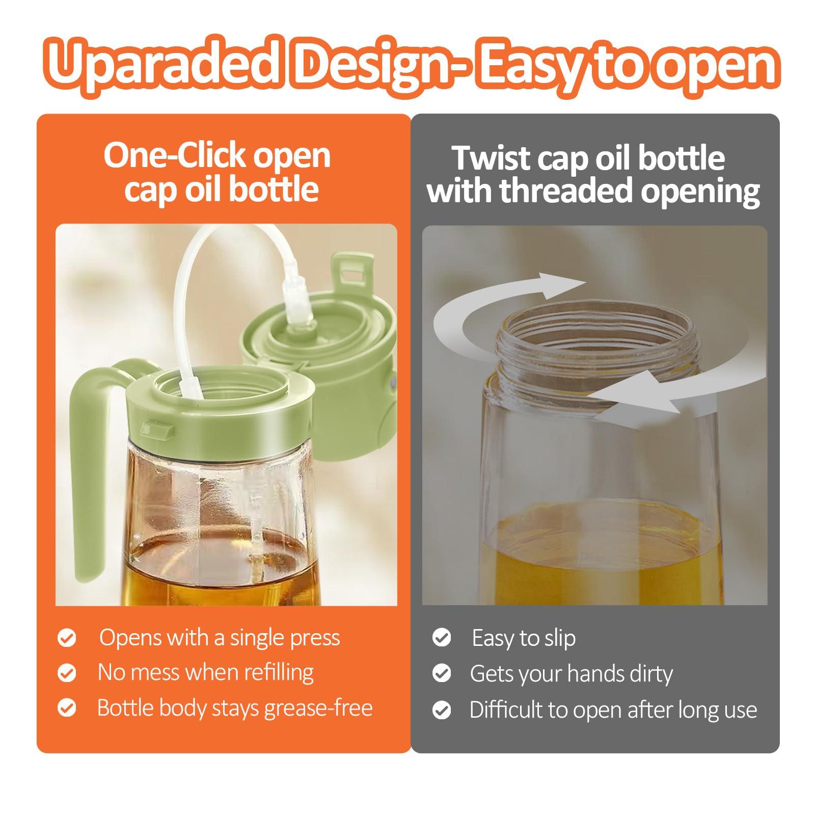 YARRAMATE 16oz/470ml Easy Refillable Oil Sprayer for Cooking, 2 in 1 Oil Dispenser for Kitchen and Oil Sprayer Bottle, Food-Grade Glass Oil Mister with Simple Open Design, Air Fryer,BBQ (Green) - Image 6