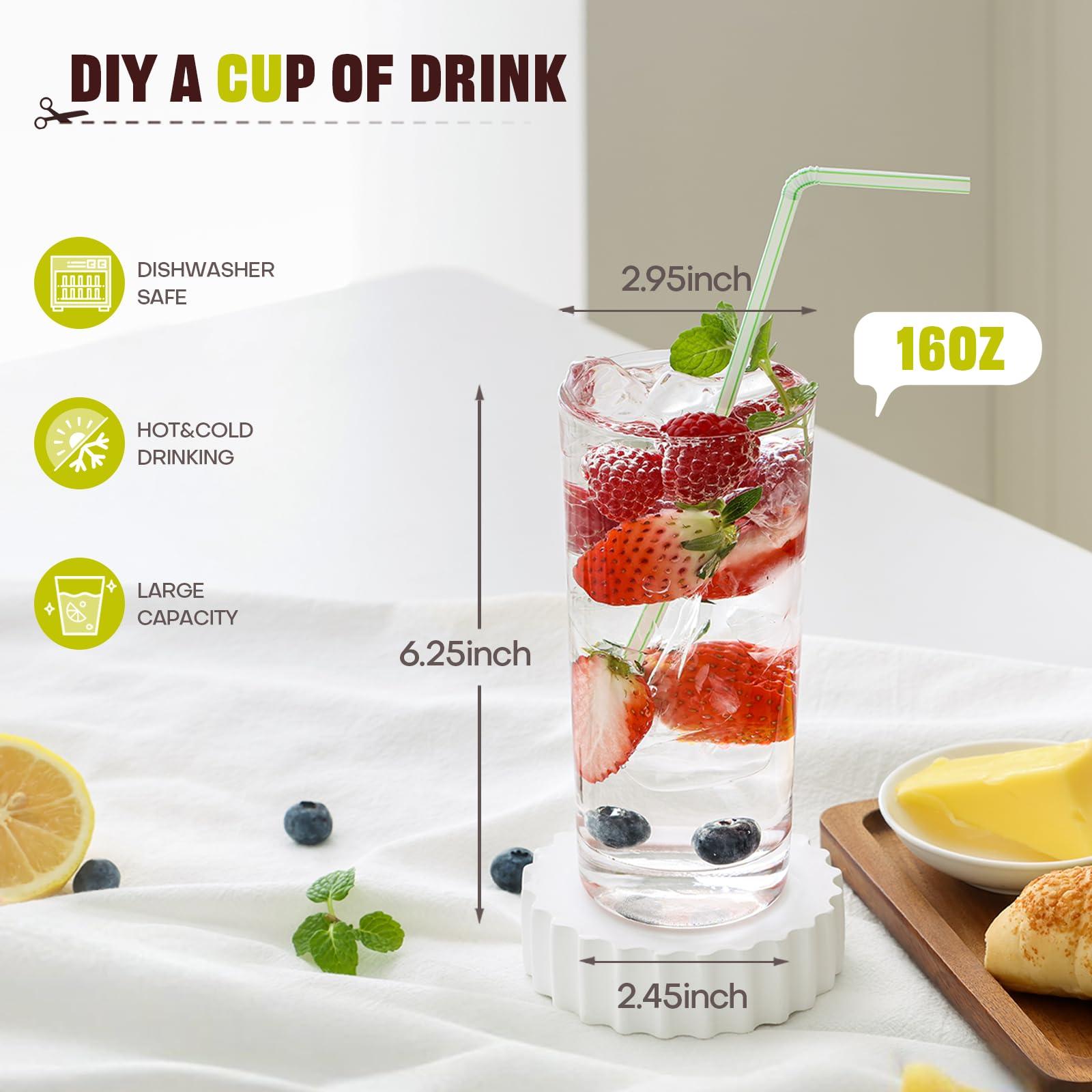 OUWO Highball Glasses Set of 12, 16oz Tall Drinking Glasses, Water Glass for Kitchen, Tom Collins Glasses, Mojito Glass Cups, Cocktail Glasses for Bar Glassware - Image 3
