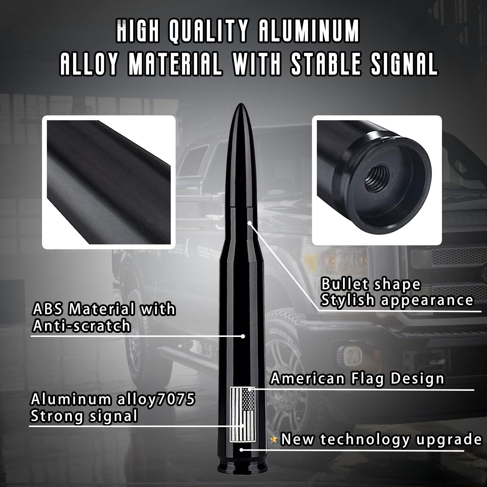 American Flag Car Truck Antenna with Valve Stem Caps, Universal Mast for GM Chevy Silverado 1500 2500 3500 HD Avalanche Ford F150 F250 F350 Denali Heavy Duty Pickup Trucks Accessories (Black) - Image 2