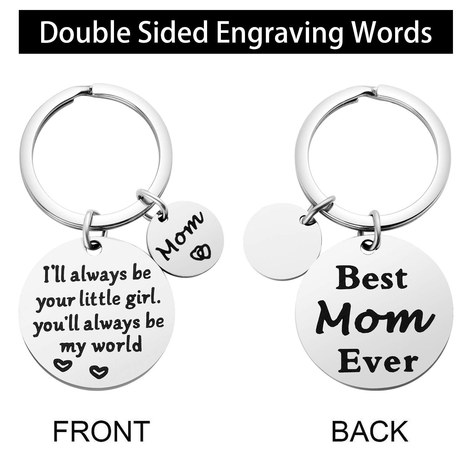 Mothers Day Gifts, Mom Gifts from Daughter for Birthday, I'll Always Be Your Little Girl, You Will Always Be My World, Best Mom Ever Keychain for Valentines Day Christmas Stocking Stuffers - Image 2