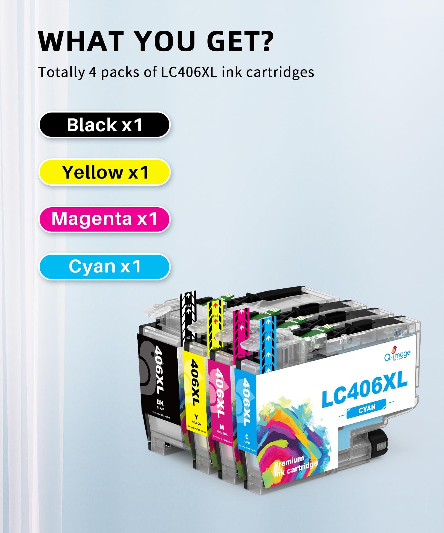 LC406XL Ink Cartridges Replacement for Brother LC406 XL High Yield Inks Work for MFC-j4335DW, MFC-j4535DW, MFC-j5855DW, MFC-j6555DW, MFC-j5955DW (BK C M Y, 4 Pack) - Image 5