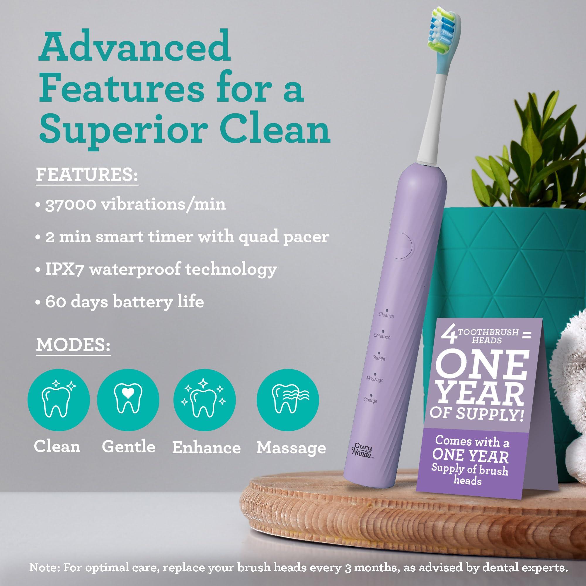 GuruNanda Lion & Lamb Kit 2.0, Electric Toothbrush with Water Flosser Combo, 4 Jet Tips, 4 Brush Heads, & IPX7 Waterproof Design for Complete Oral Care, Lavender - Image 4