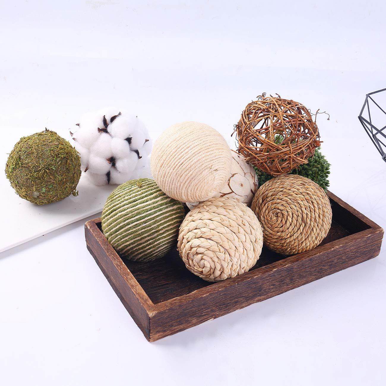 CIR OASES 9pcs 3.5Inch Fall Decorative Ball Orb Rattan Ball Rattan Woven Orbs Spherical Bowl and Vase Filler for Home Party Wedding Display Decor Props … - Image 5