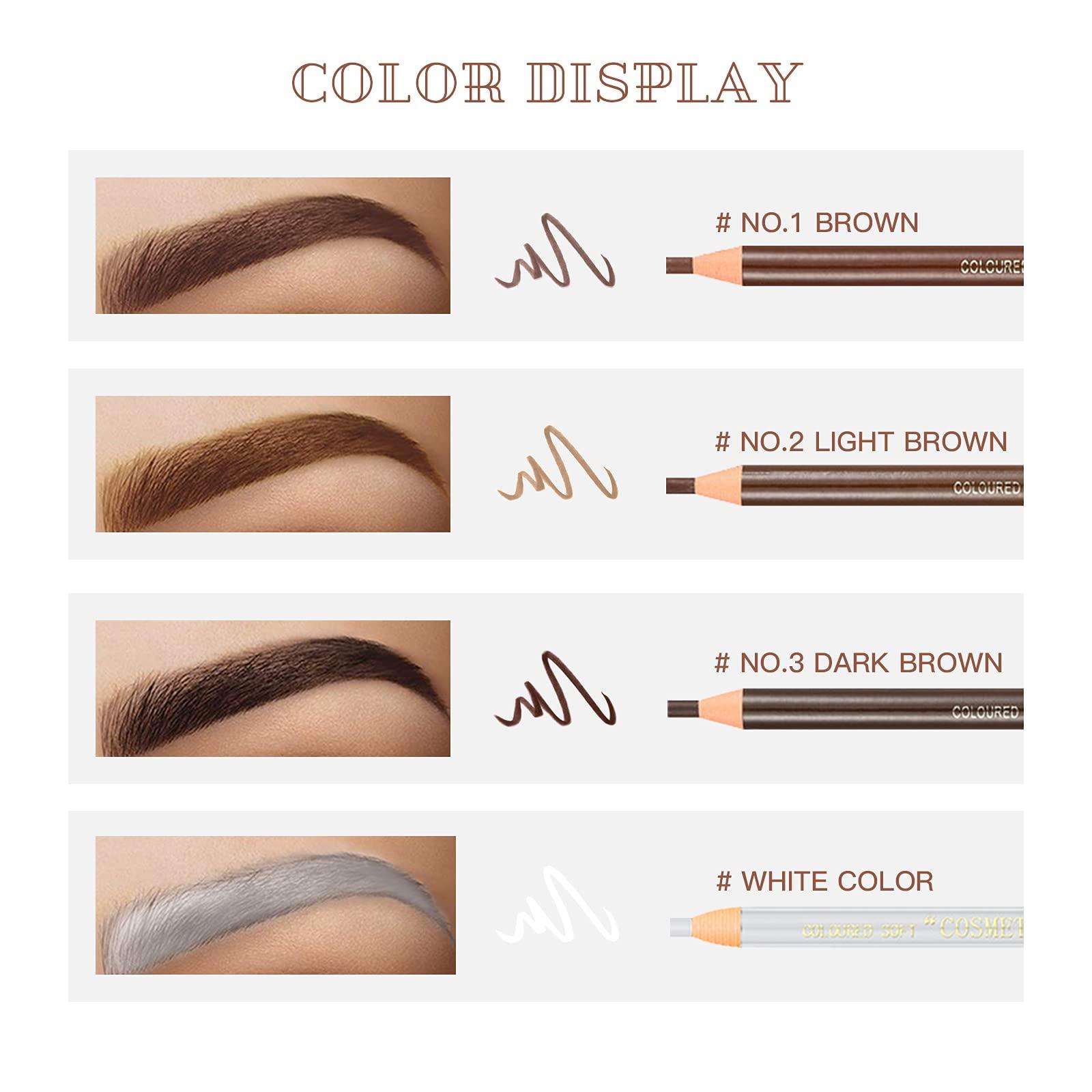 LSxia Waterproof Eye-Brow Pen-cil Set, Pull Cord Peel-off Eyebrow Pencil Microblading Eyebrow Pen Supplies Kit, White Eye-Liner Pencil and Eyebrow Tool Tattoo Makeup (6+1 Brown+Dark Brown+Light Brown) - Image 4