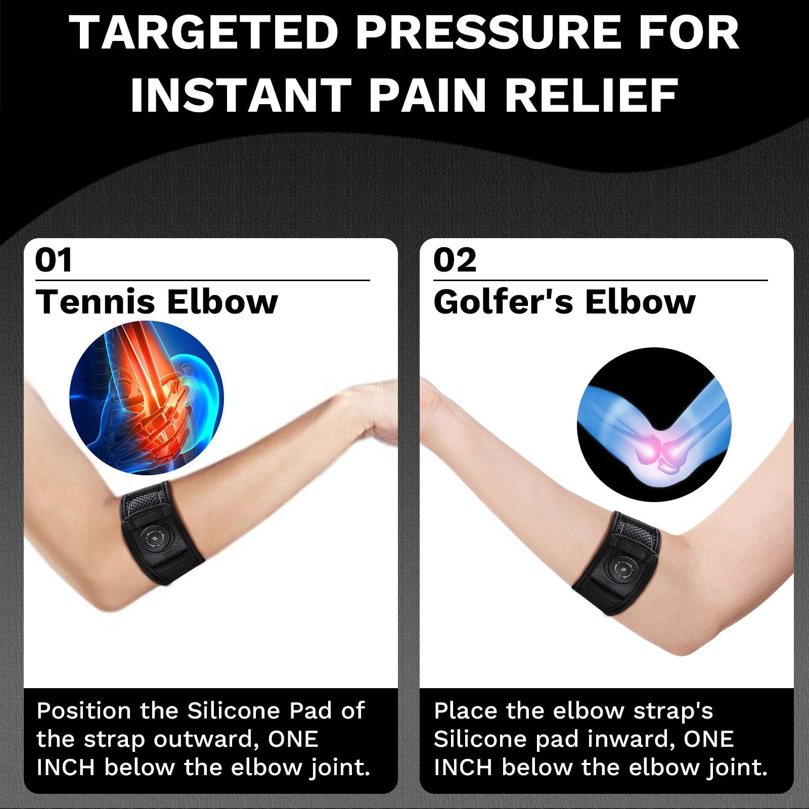 Tennis Elbow Brace for Men & Women (S/M for Smaller Arms Only), Elbow Brace for Tendonitis and Tennis Elbow and Golfer's Elbow, Adjustable Elbow Strap (Black, Small) - Image 4