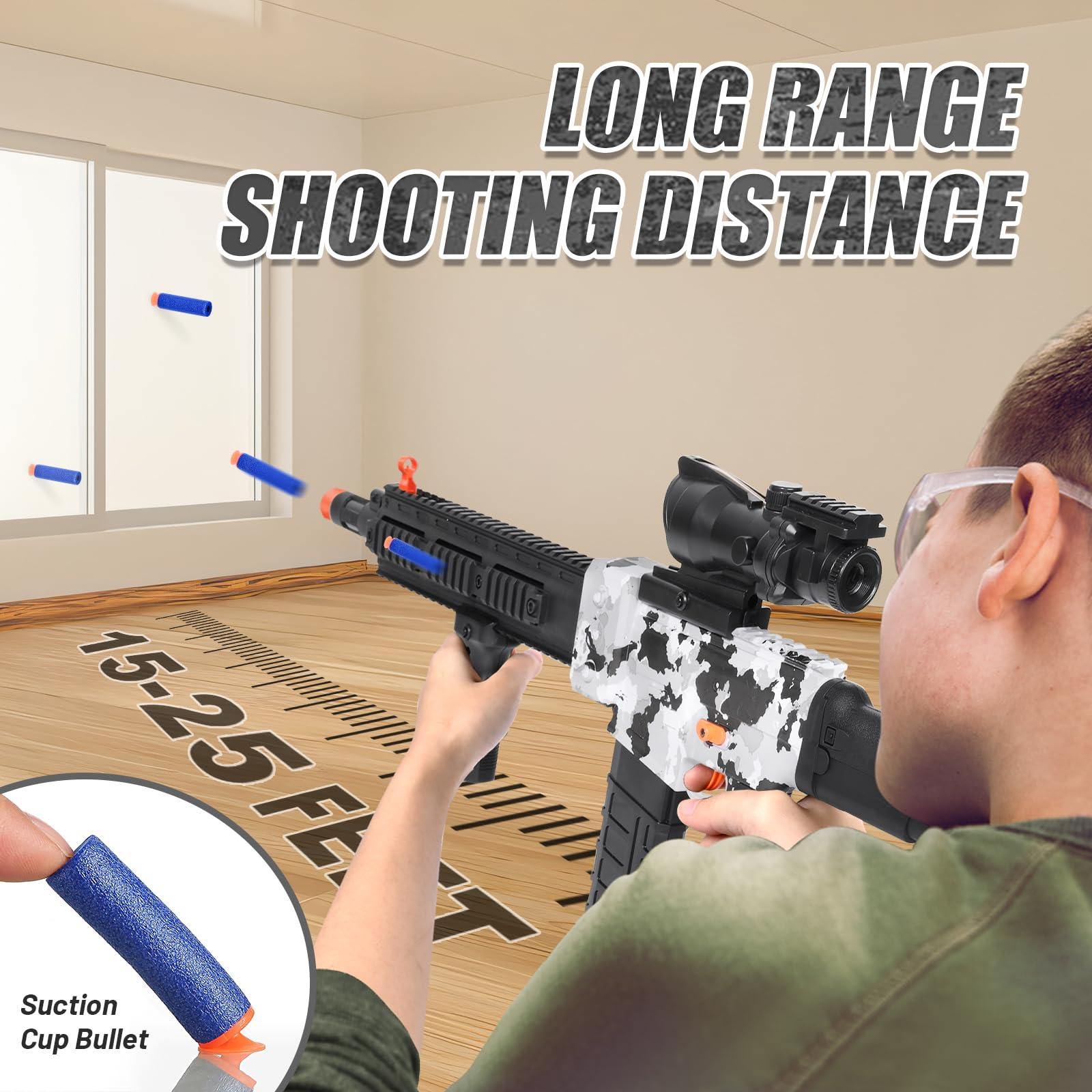Realistic Sniper Rifle Toy Guns for Nerf Guns Bullets, Electric Foam Blaster Toy Set with Scope, 100 Soft Darts and 3 Magazines, Kids Semi Automatic Machine Toy Gun for Boys 8-12 Old - Image 5