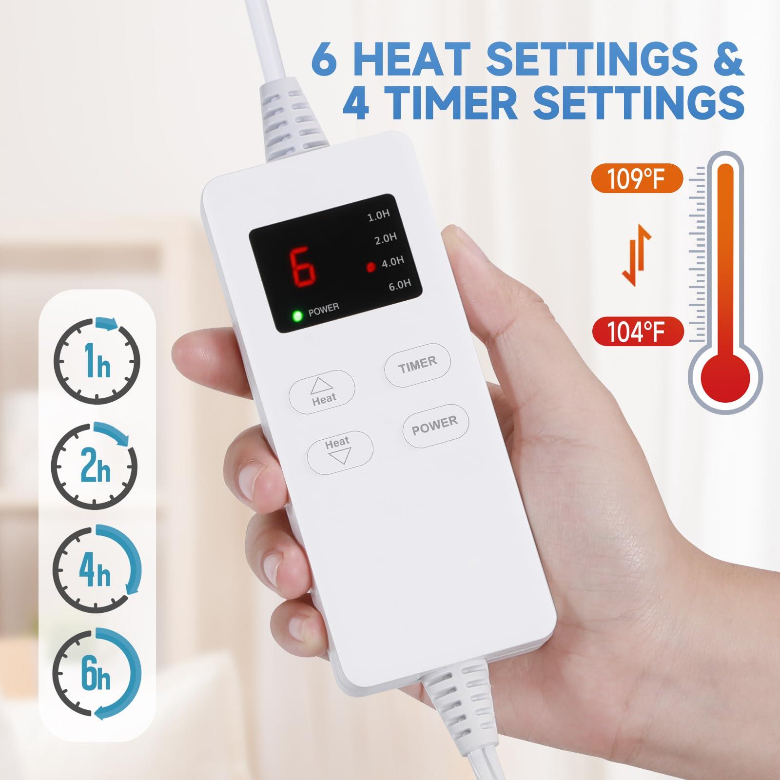Heating Pad for Back, Heating Pad for Period Cramps with 6 Heat Settings & Timer, Portable Electric Heating Pads for Neck and Shoulders, Christmas Gifts for Women, Men, Blue - Image 3