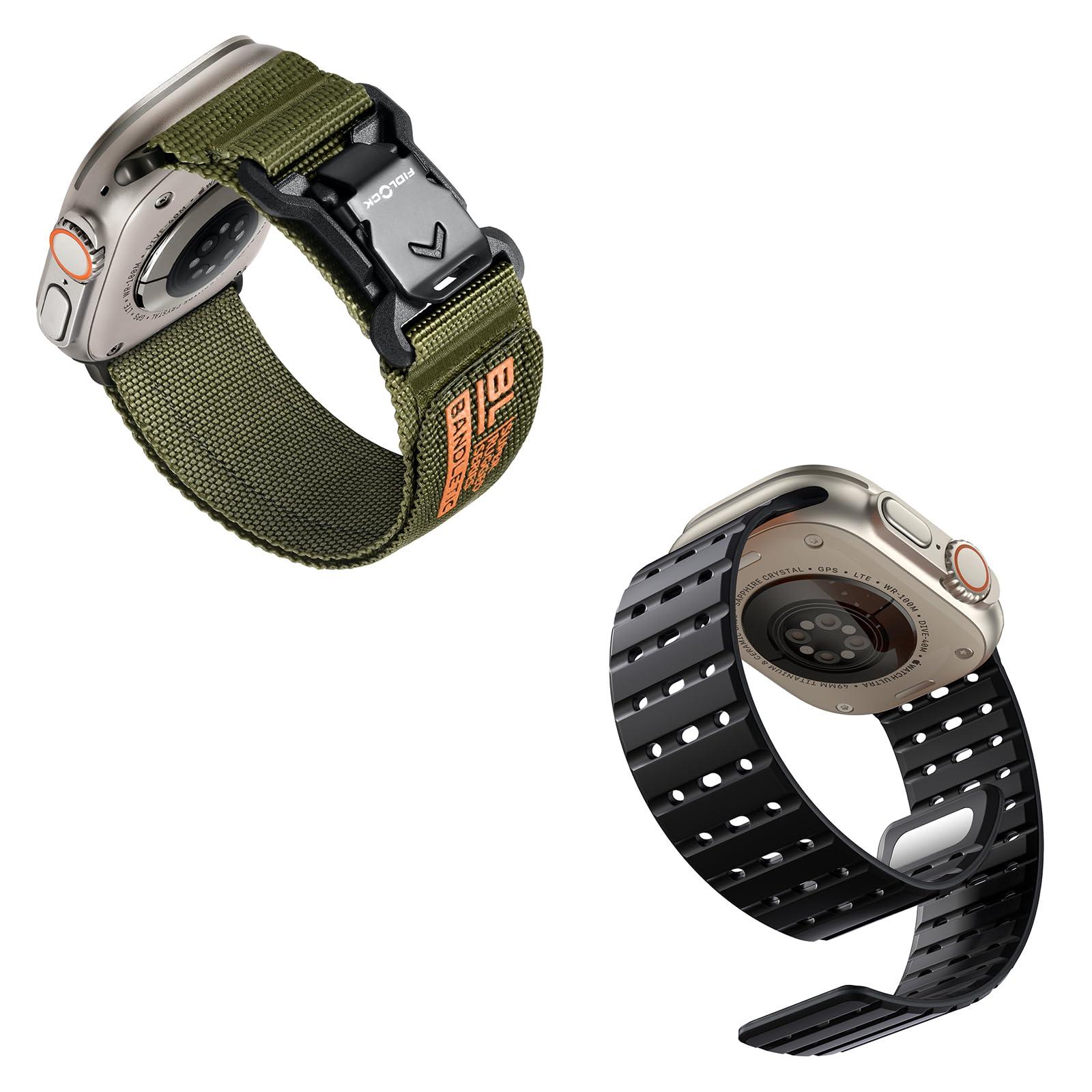 Bandletic Fidlock R-Nylon Magnetic Band + R-Lite Fit Magnetic Band Compatible with Apple Watch Ultra 2/Ultra (49mm, 46mm, 45mm, 44mm, 42mm, 41mm, 40mm)