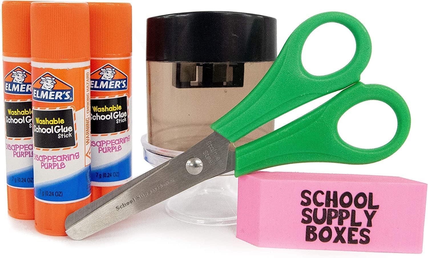 Back to School Supply Box Grades K-5 - School Supply Boxes - 32 Piece School Supplies Kit Includes Markers, Crayons, Pencils, Scissors, Folders, Glue Sticks, Notebook, and Composition Book - Image 6