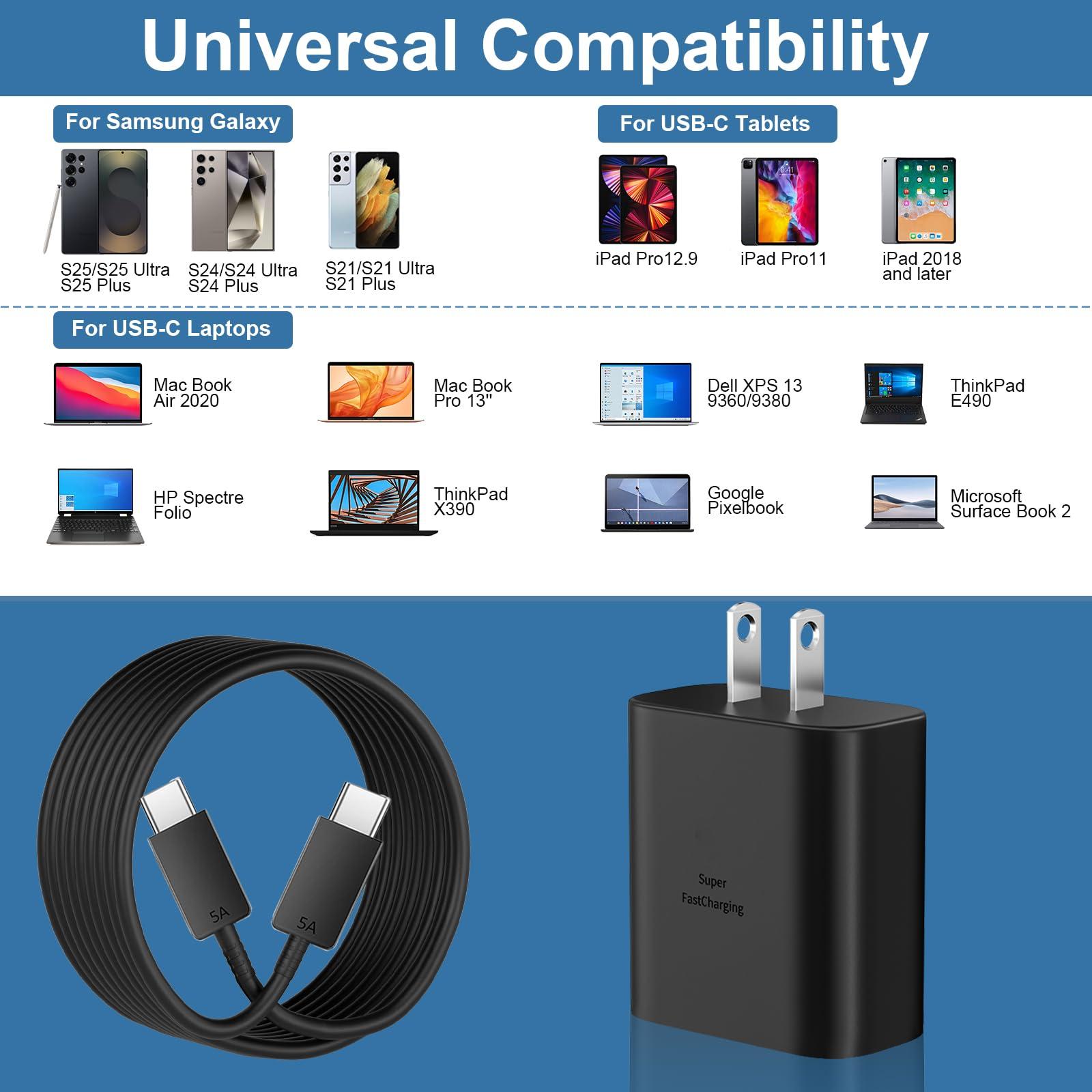 45W Super Fast Charger Type C, USB C Android Phone Charger Fast Charging Cord with 6.6ft Cable Compatible with Samsung Galaxy S25 Ultra/S25/S24/S23 Ultra/S22 Ultra/S20 Ultra/Note 10 Plus/Galaxy Tab S8 - Image 5