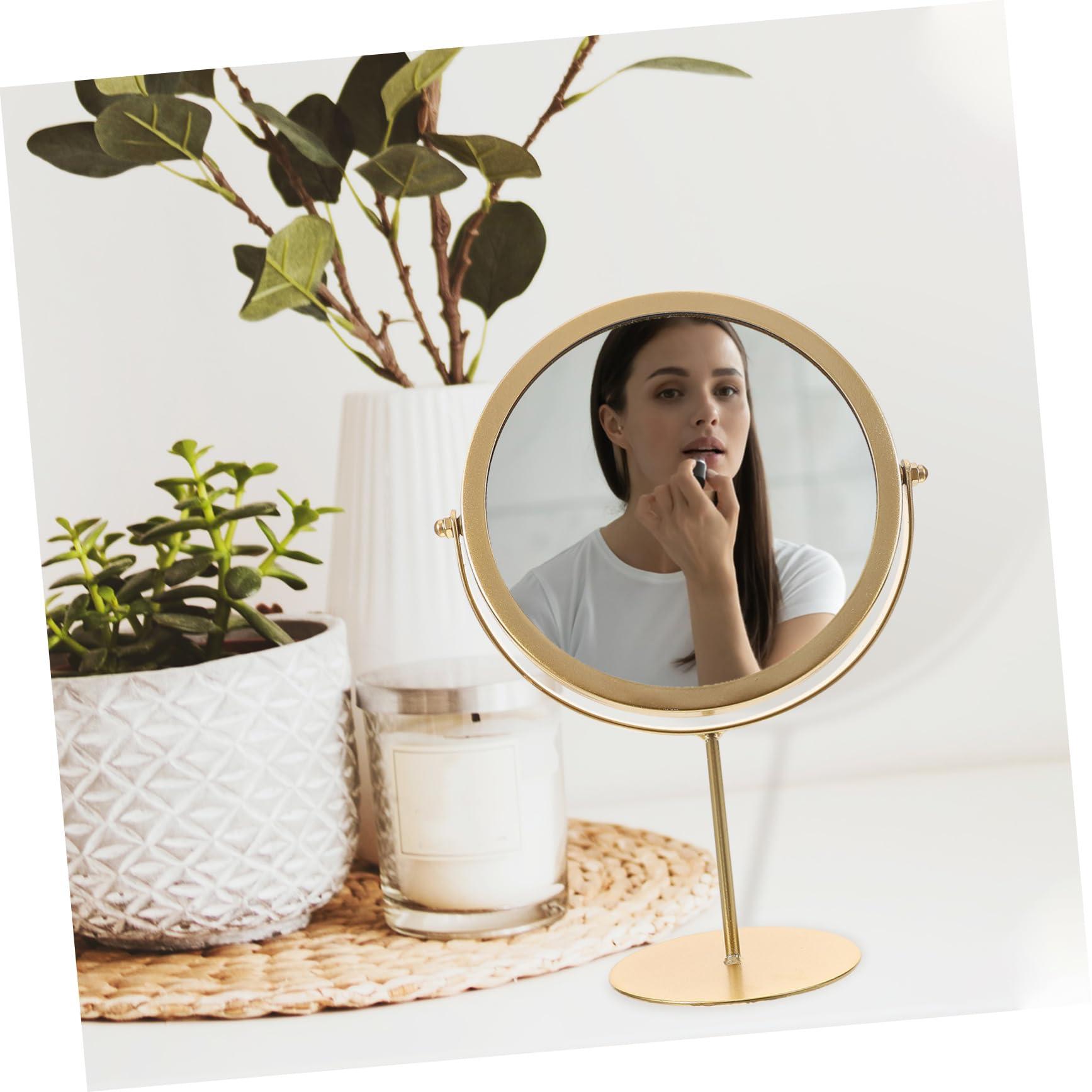 Cabilock Decorative Makeup Mirror Gold Magnifying Desk Mirror Sturdy Home Table - Image 9
