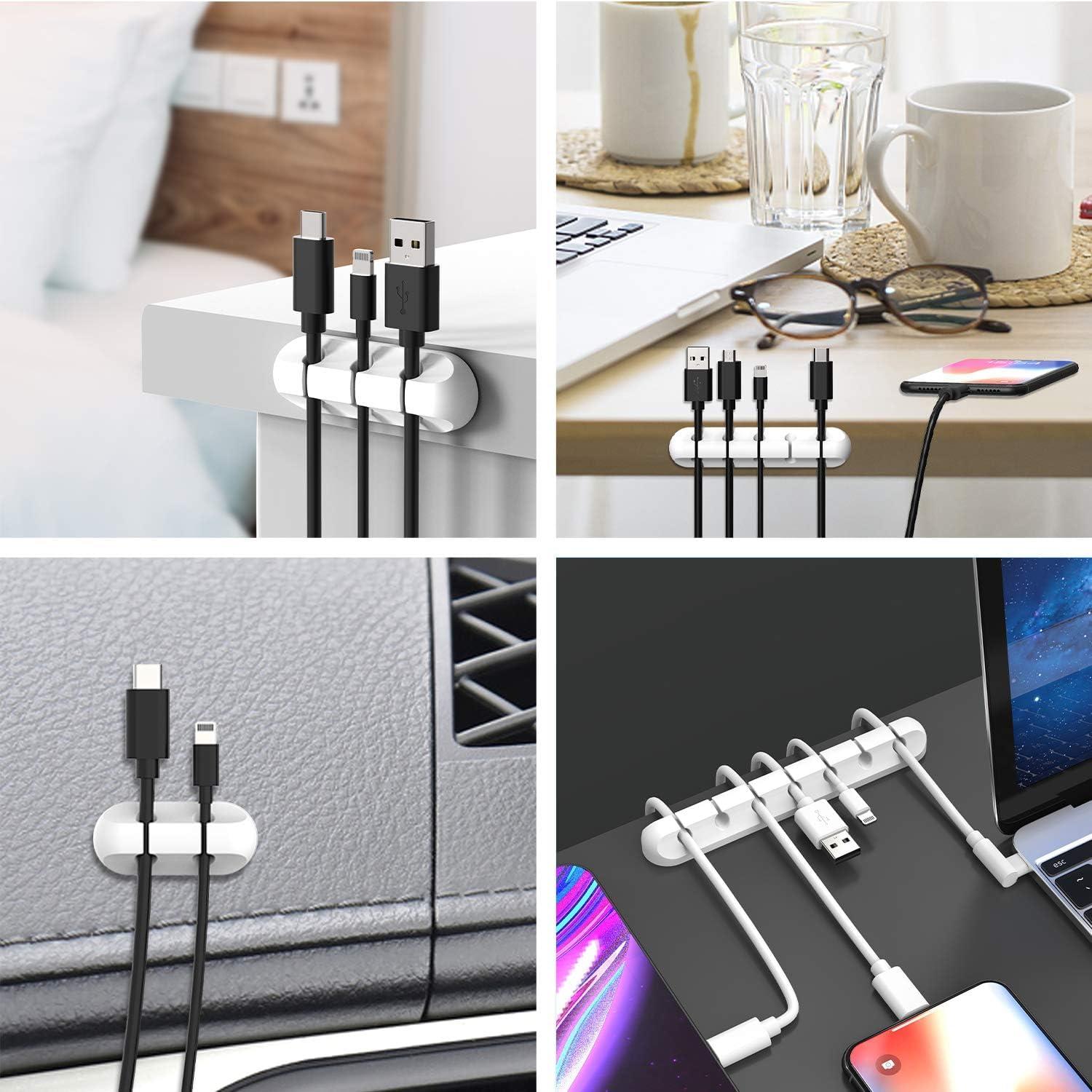 INCHOR Cord/Cable Organizer White Cord Holder, Wire Organizer USB Cable Management Cord Keeper, 3 Packs Cable Clips for Car Home and Office (7, 5, 3 Slots) - Image 7