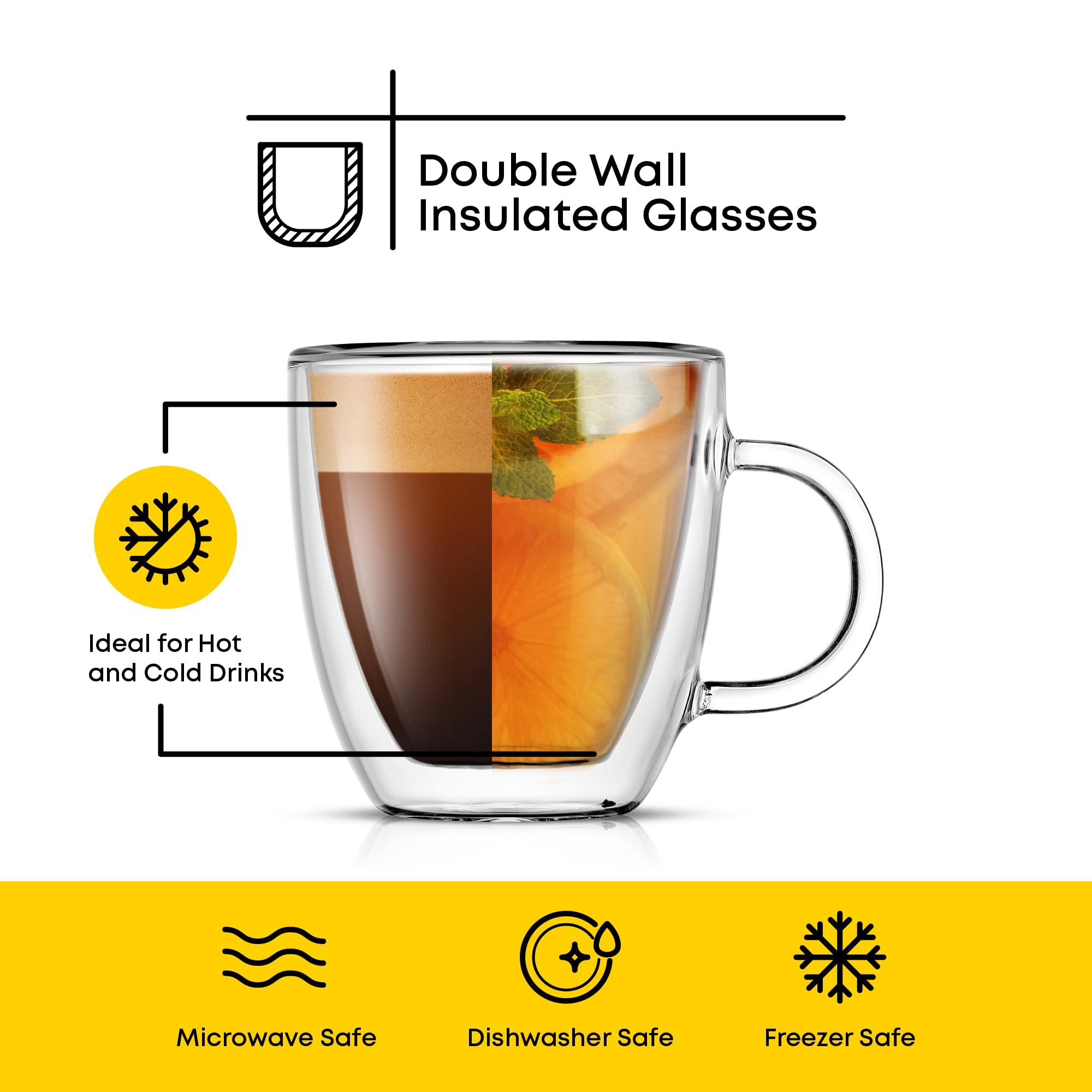 JoyJolt Savor Double Wall Insulated Glasses Espresso Mugs (Set of 2) - 5.4-Ounces - Image 4