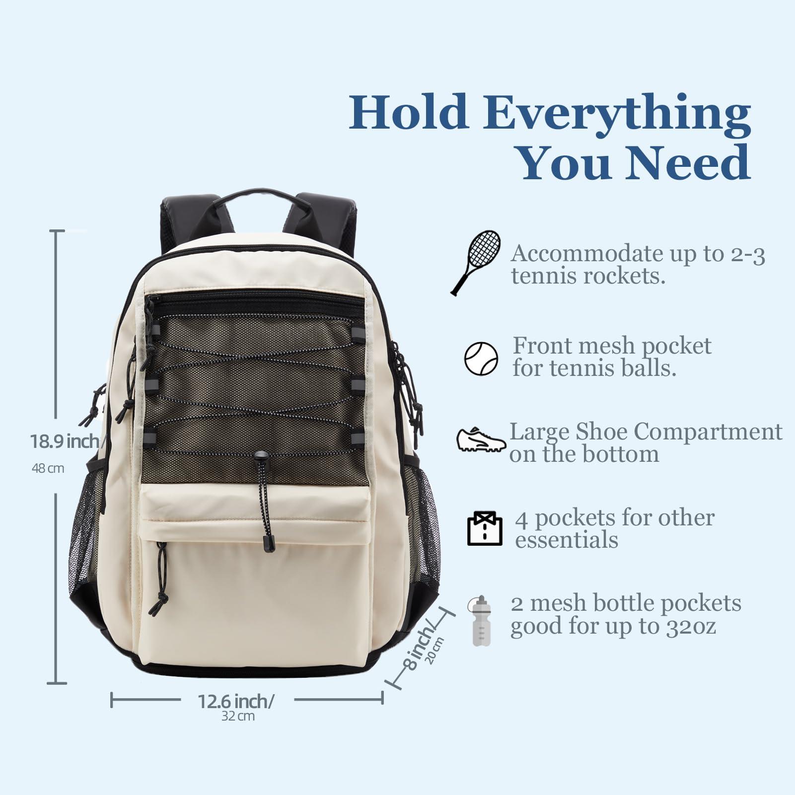 LANBX Tennis Bag, Tennis Backpack for Women Men 2 Rackets with Insulated Pocket Shoe Compartemnt for Pickleball Tennis - Image 3