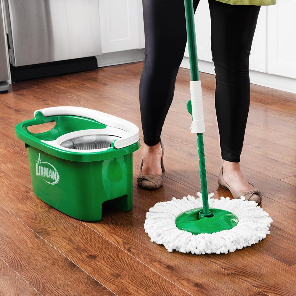 Libman Tornado Spin Mop System with 3 Refill Heads, Microfiber Spinning Mop and Bucket with Wringer Set for Home, Floor Cleaning of Hard-Wood, Laminate, Tile, All Surface Cleaner, 4 Total Mop Heads - Image 2